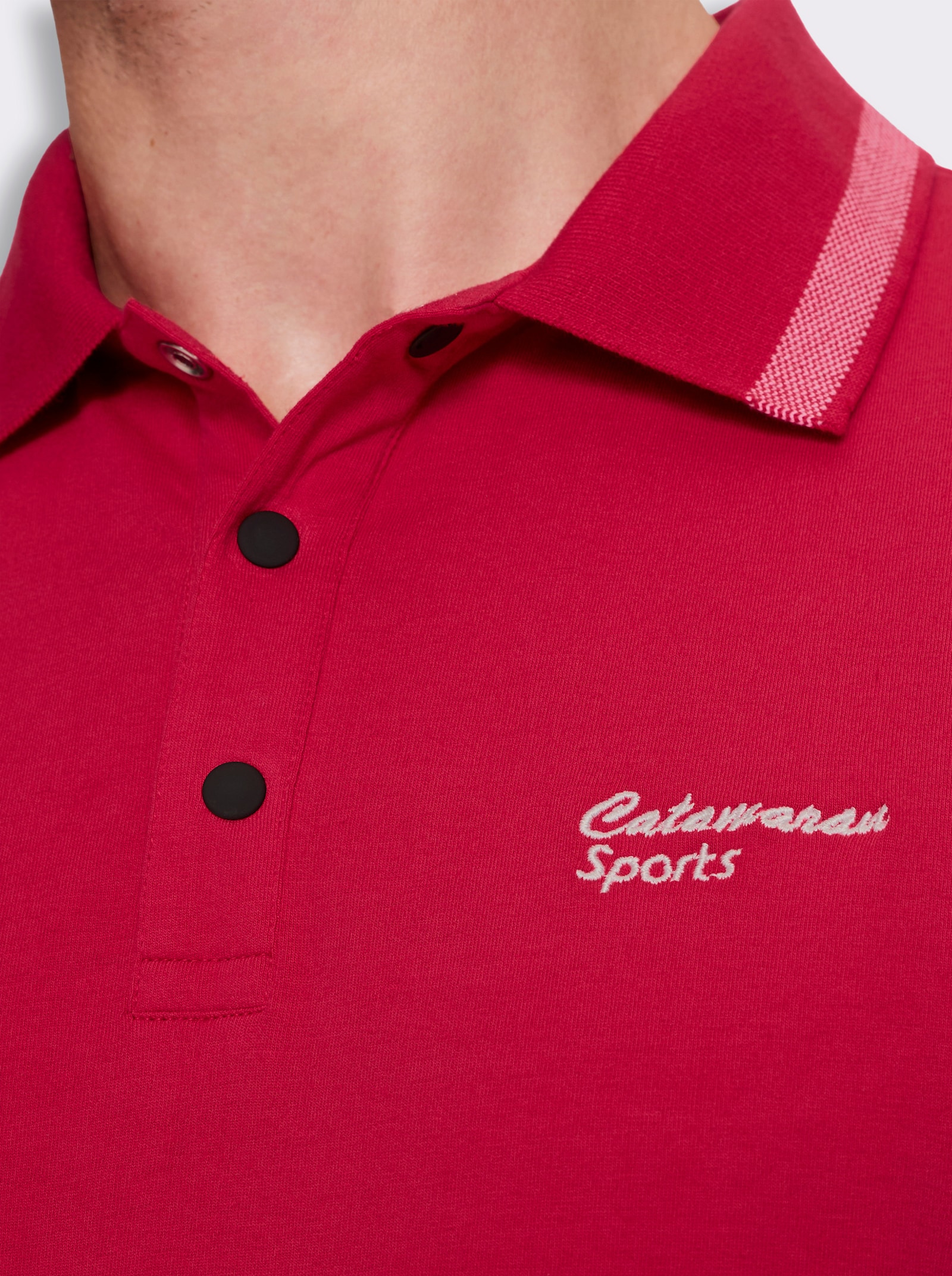Catamaran Sports Kurzarmshirt mit Druckknopfleiste - rot