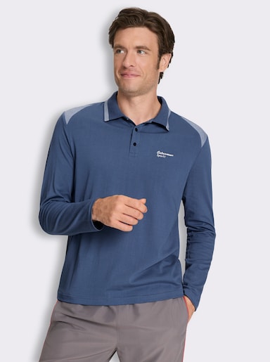 Catamaran Sports Langarm-Poloshirt mit Jacquard-Einsätzen - jeansblau