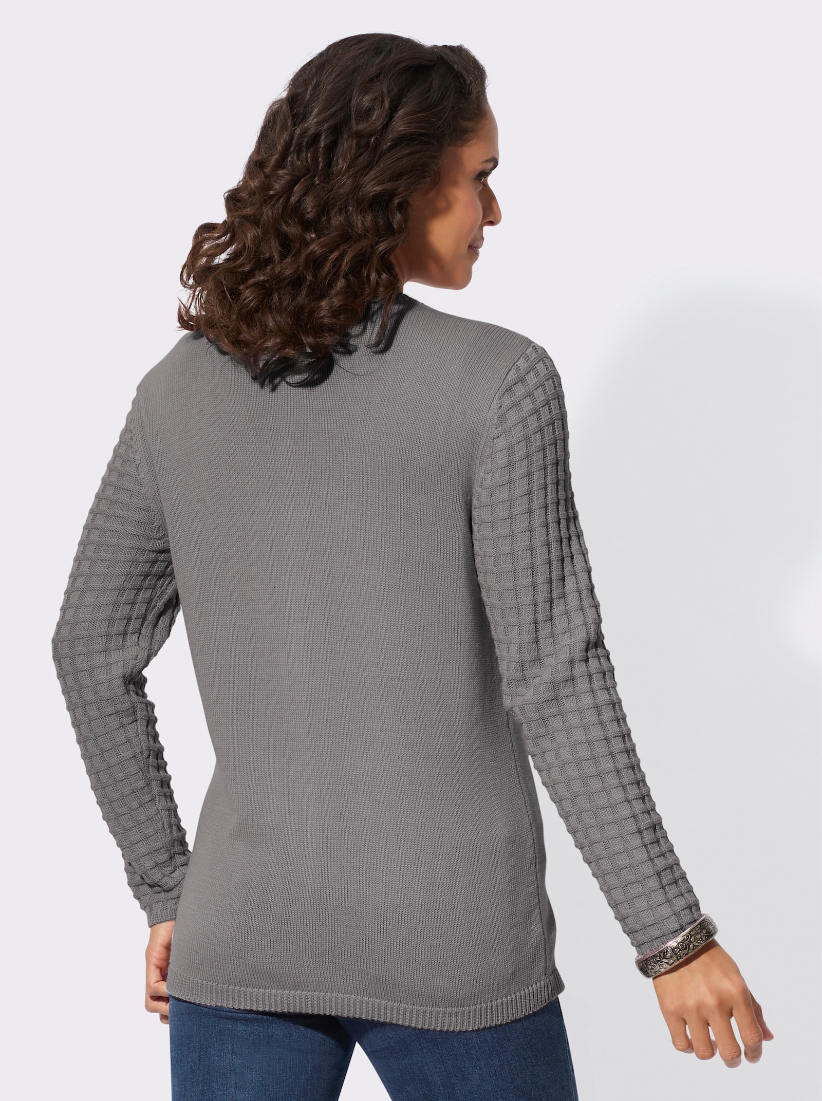 Strickjacke im Struktur-Mix - grau