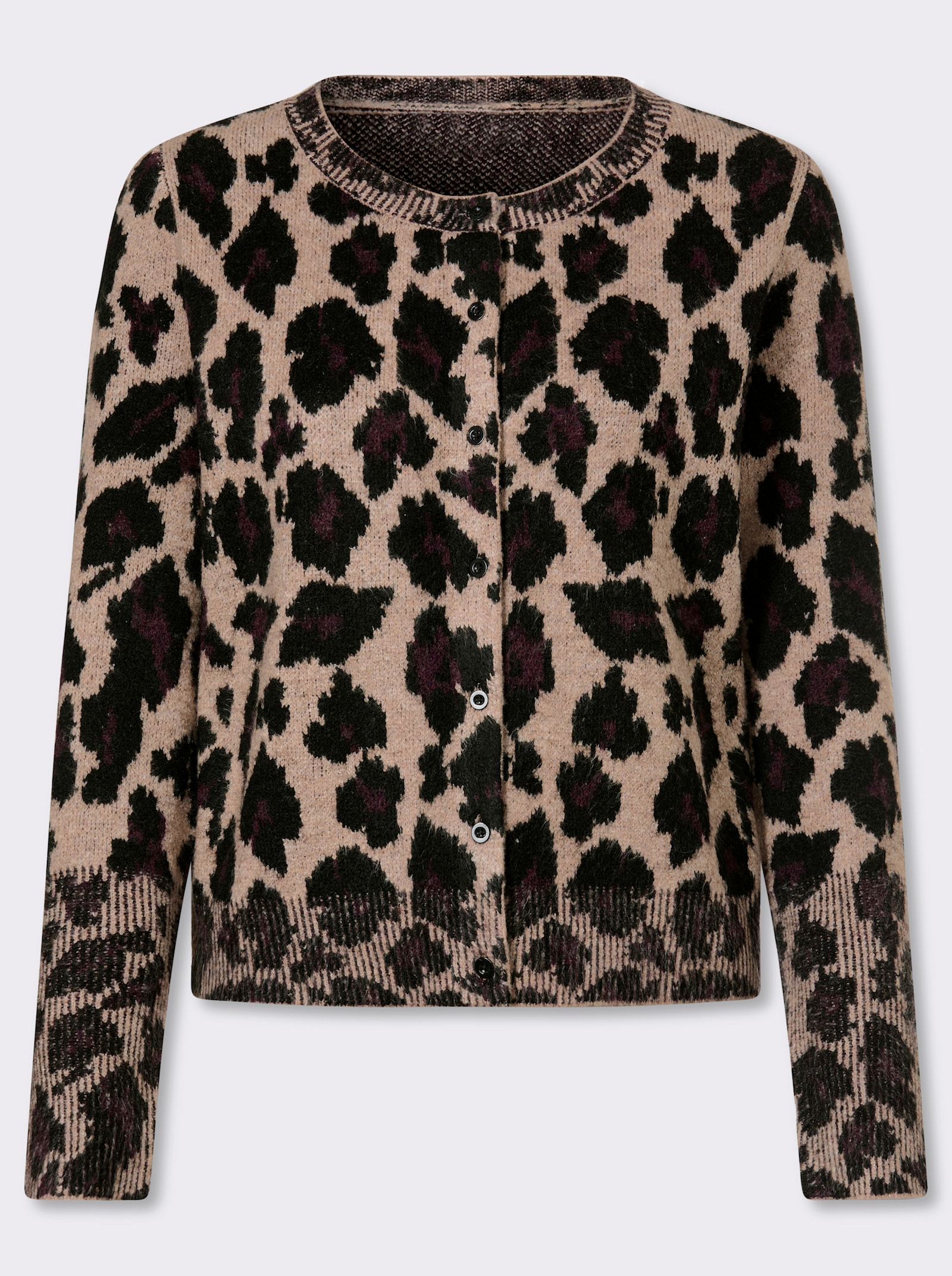 heine Jacquardstrickjacke mit Animal-Muster - sesam-schwarz-gemustert