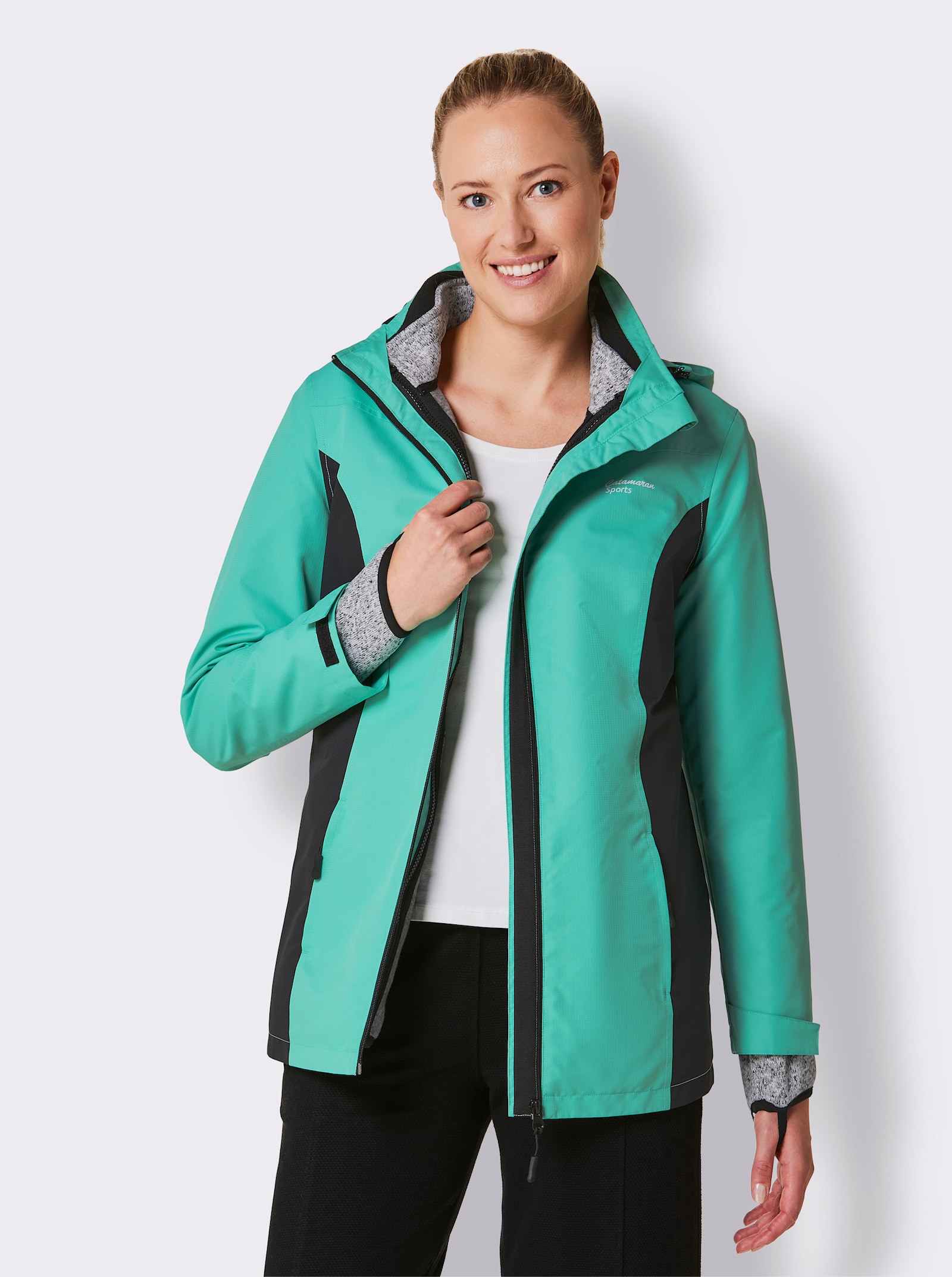 Catamaran Sports 3-in-1-Funktionsjacke mit 3 Tragevarianten - blaugrün-schwarz