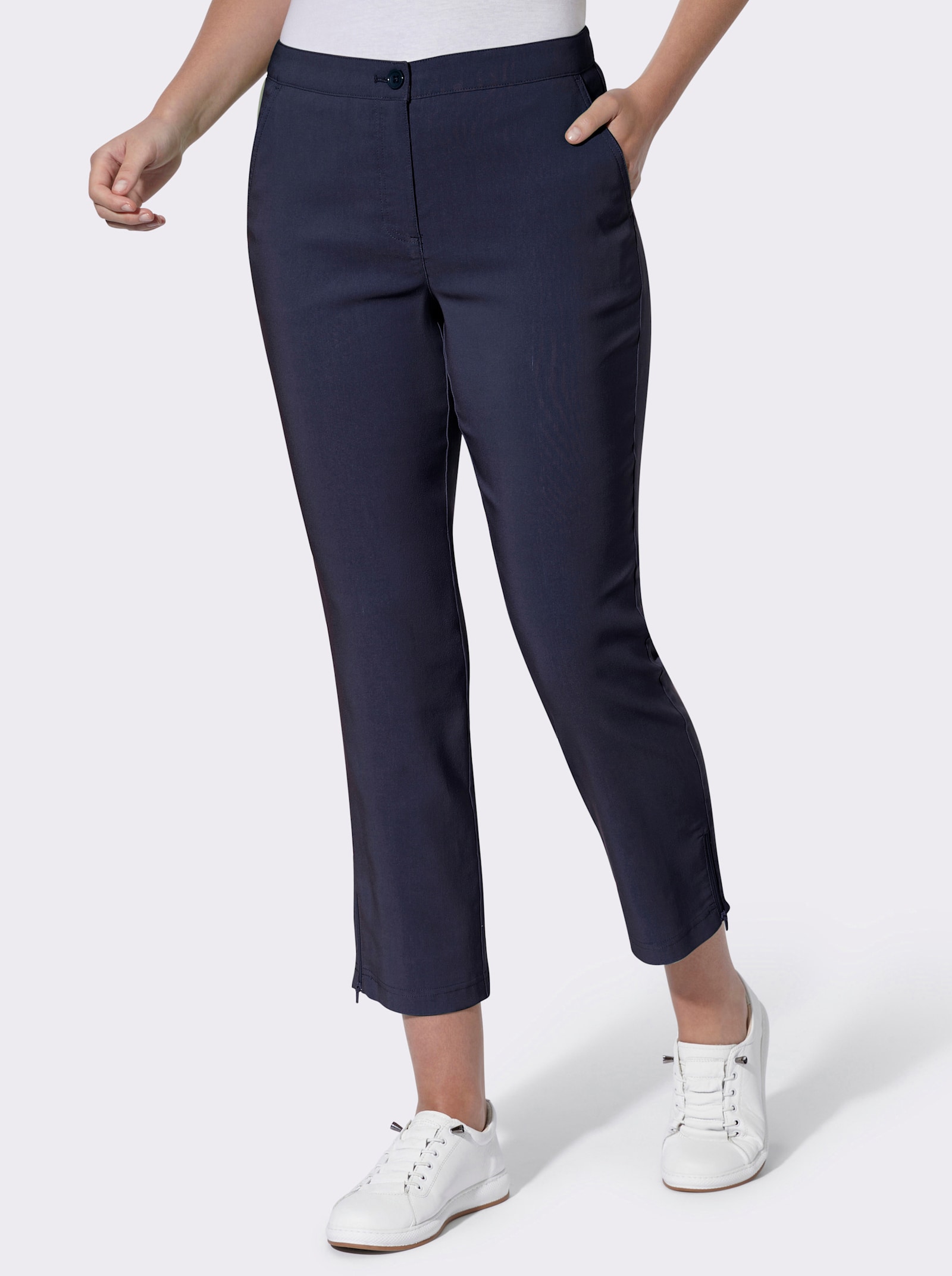 7/8-broek met ritssluitingen aan de zoom - marine