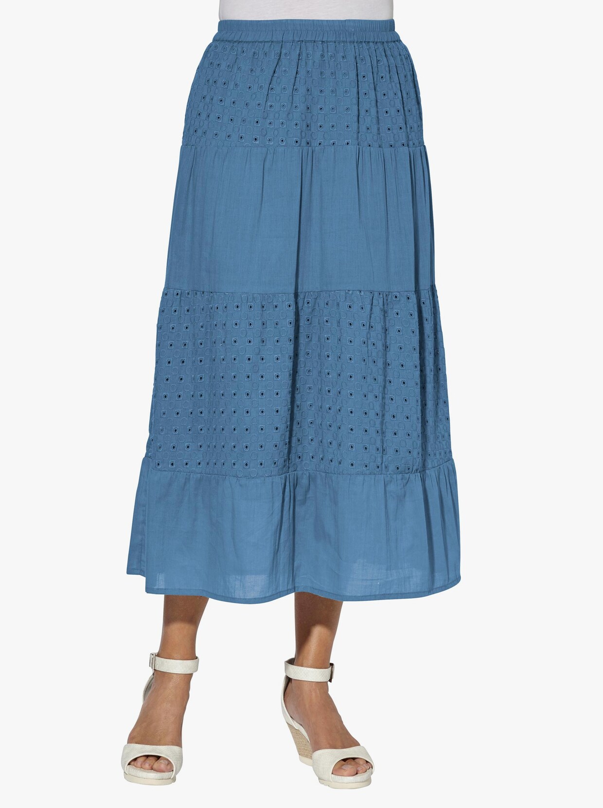 Stupňovitá sukně - střední modrá