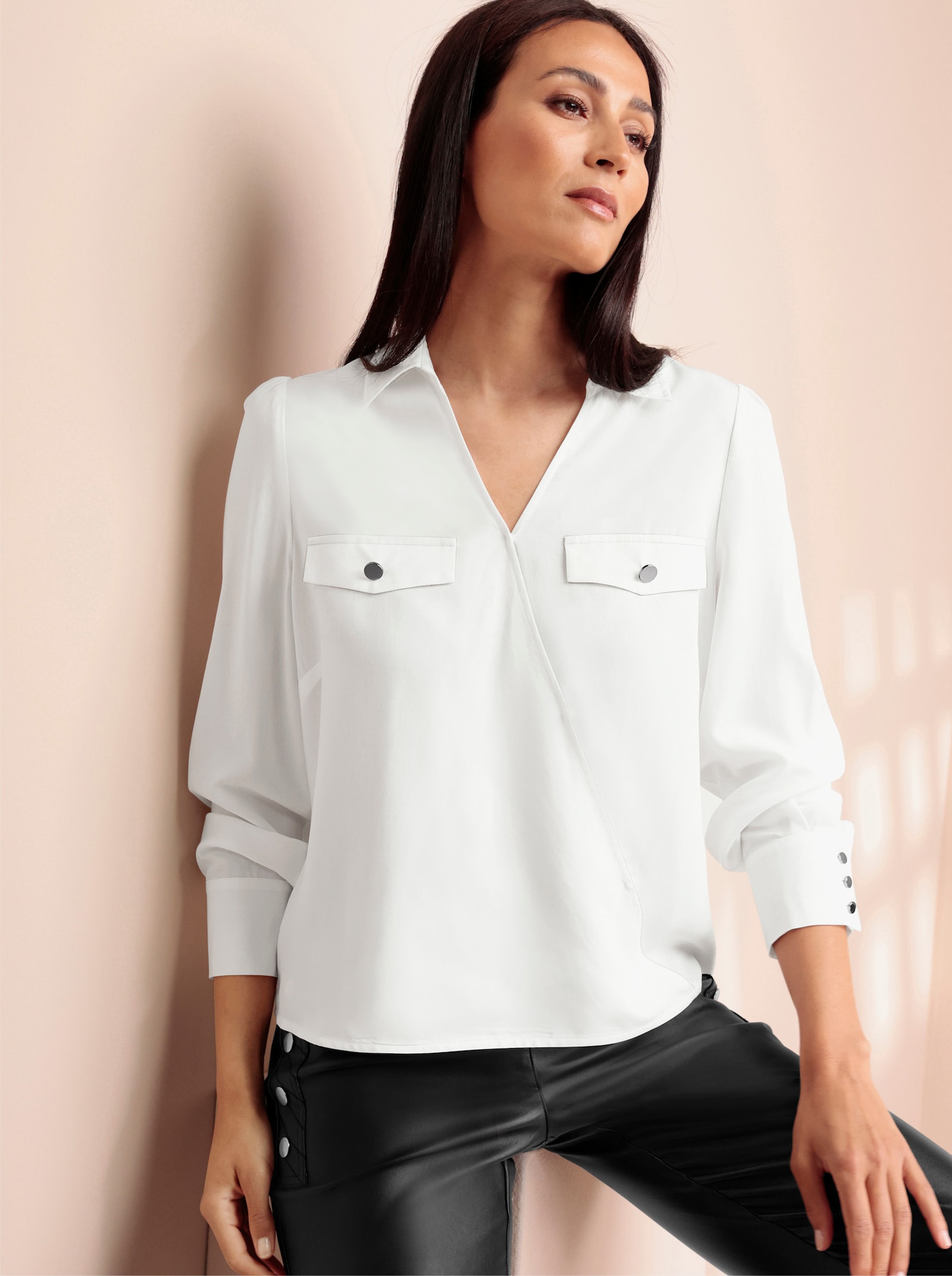 heine Hemdbluse in Wickel-Optik - ecru