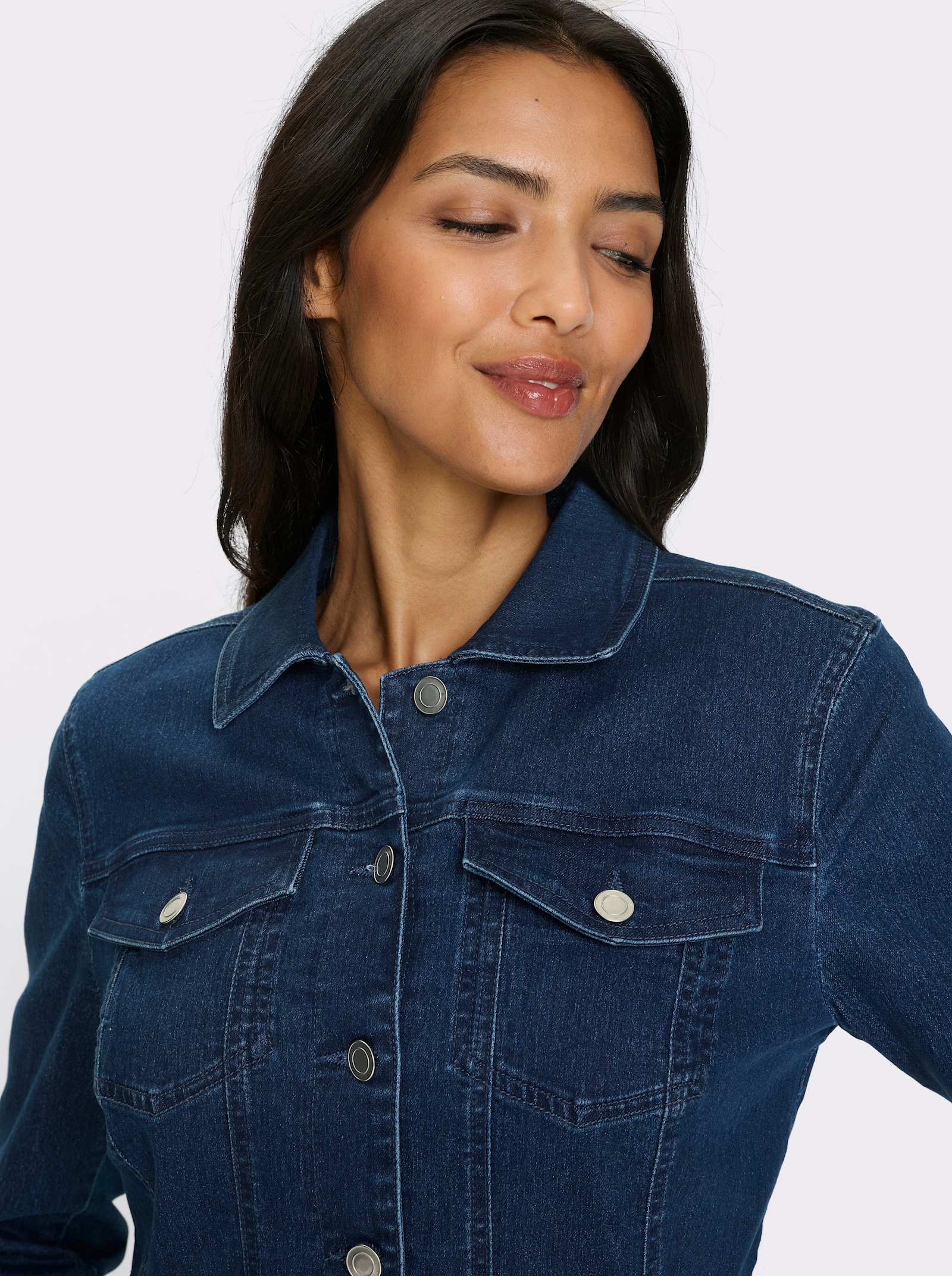 Jeansjacke mit aufgesetzten Brusttaschen - blue-stone-washed