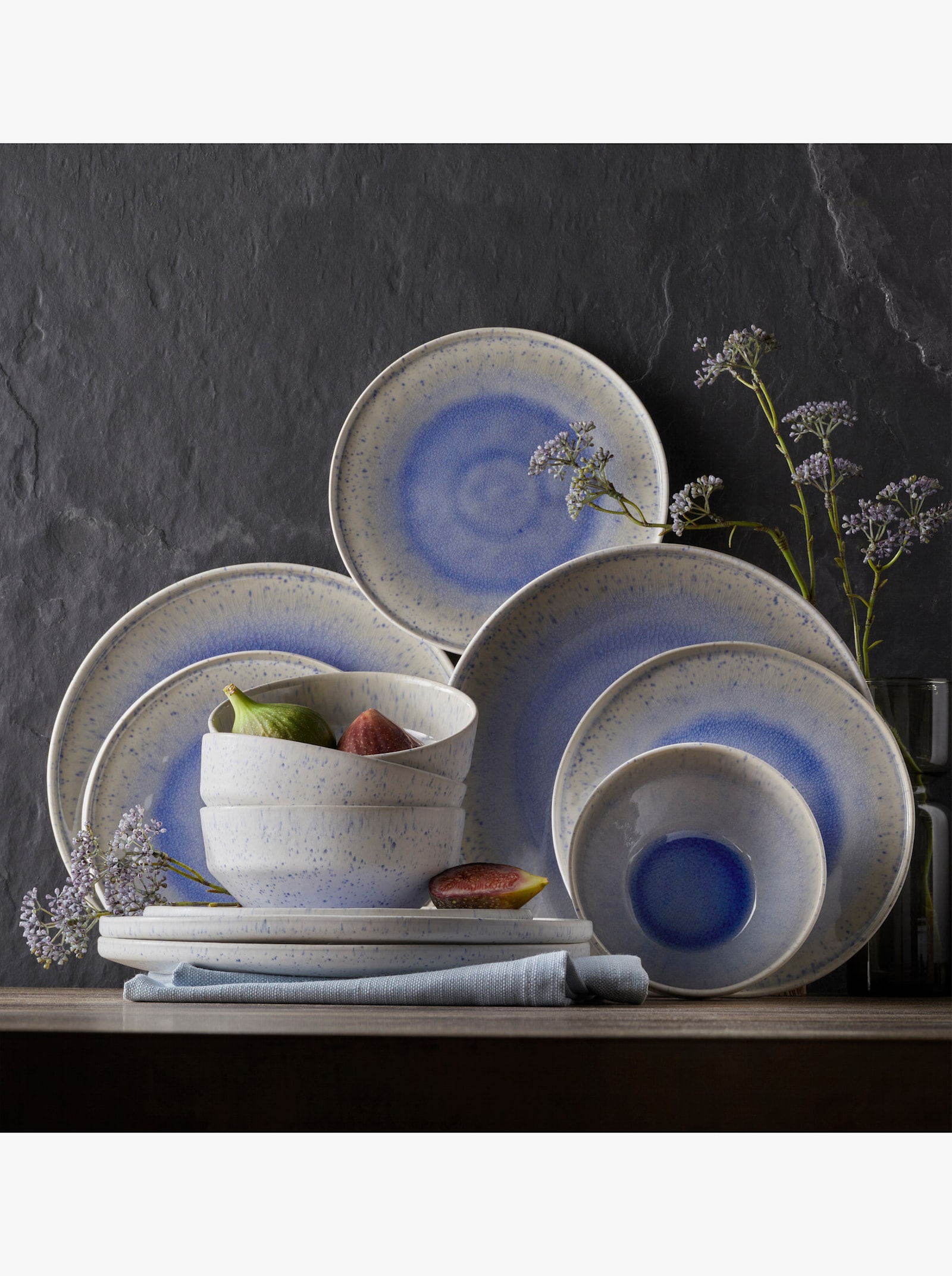 Impressionen Geschirrset - blau-ecru