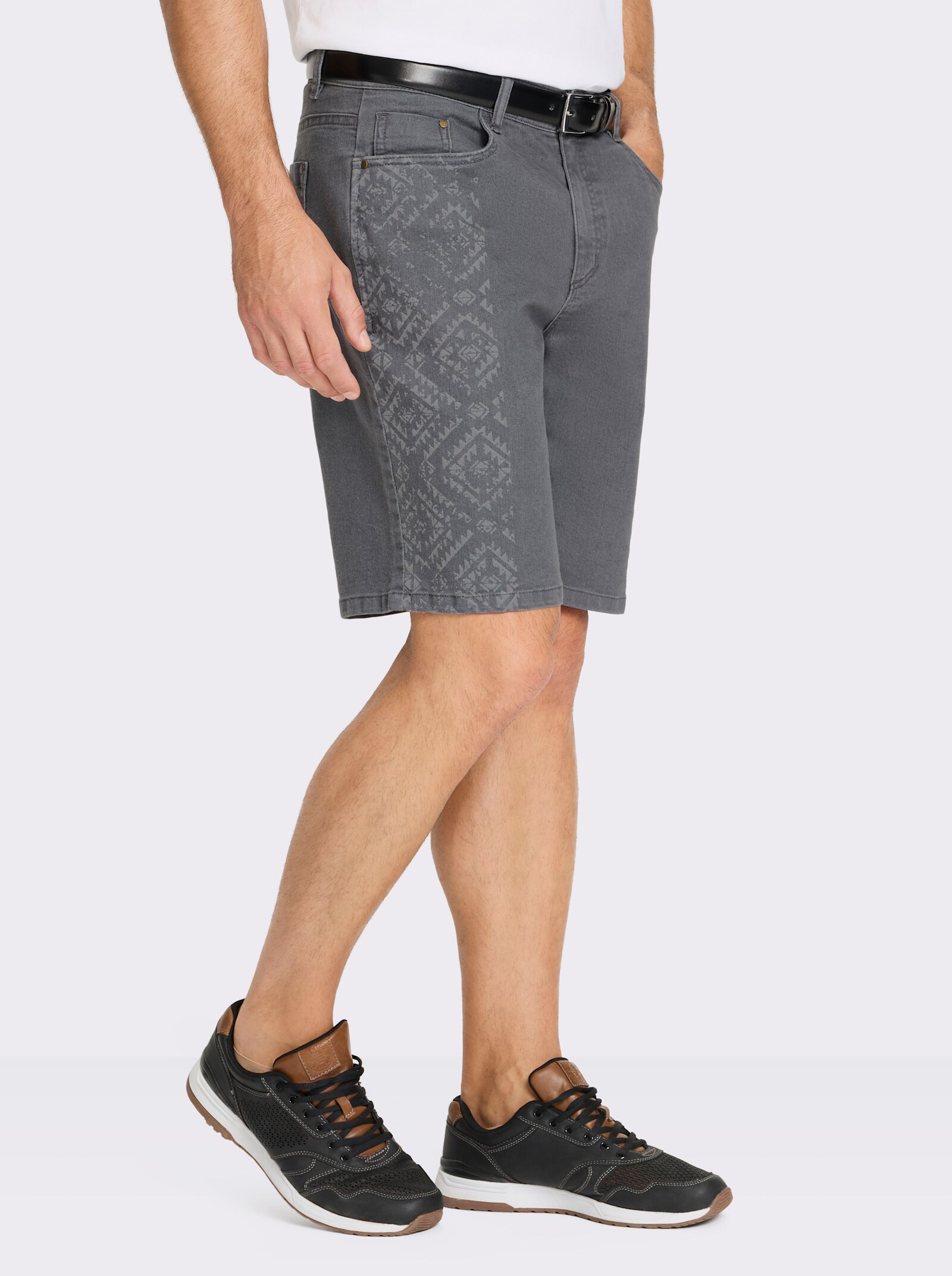 Marco Donati Bermudas mit Detail im Ethno-Dessin - grey-denim