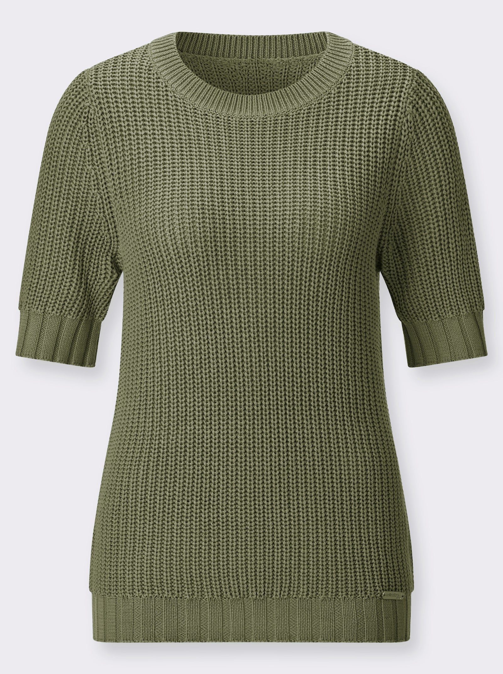  Kurzarmpullover mit Strickmuster - khaki
