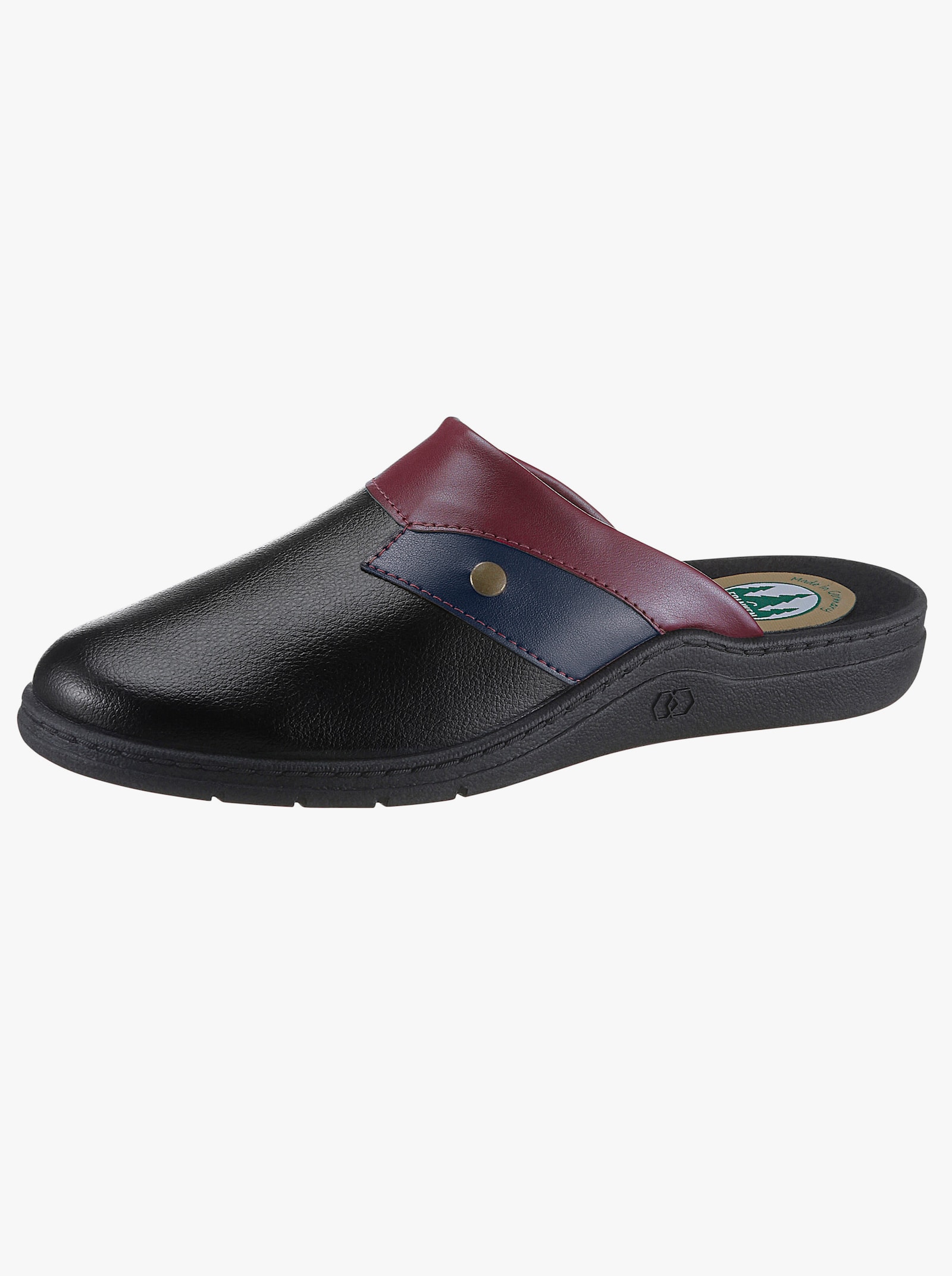 Pantoffel van leer - zwart