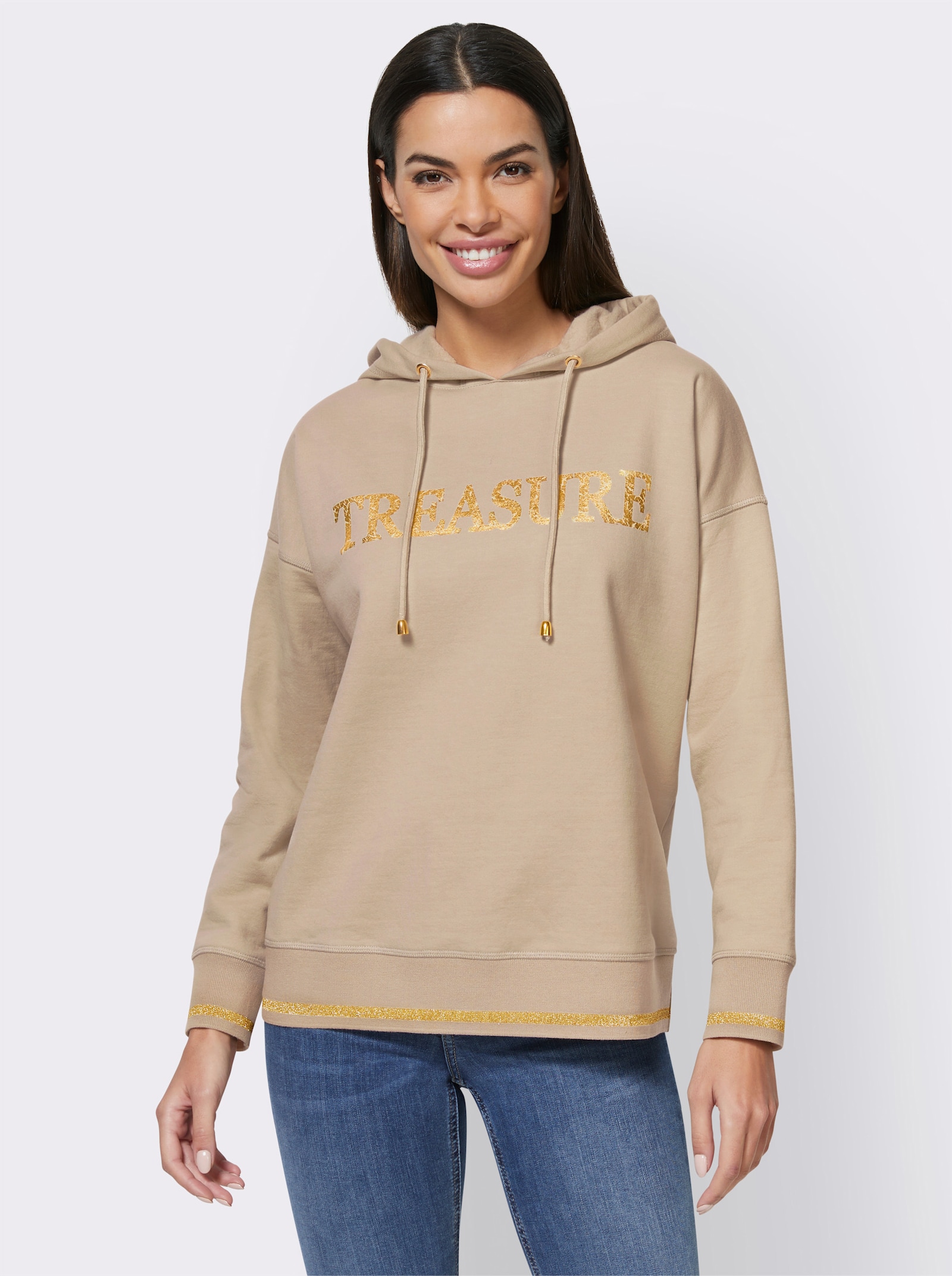 heine Sweatshirt avec fil brillant - sable imprimé