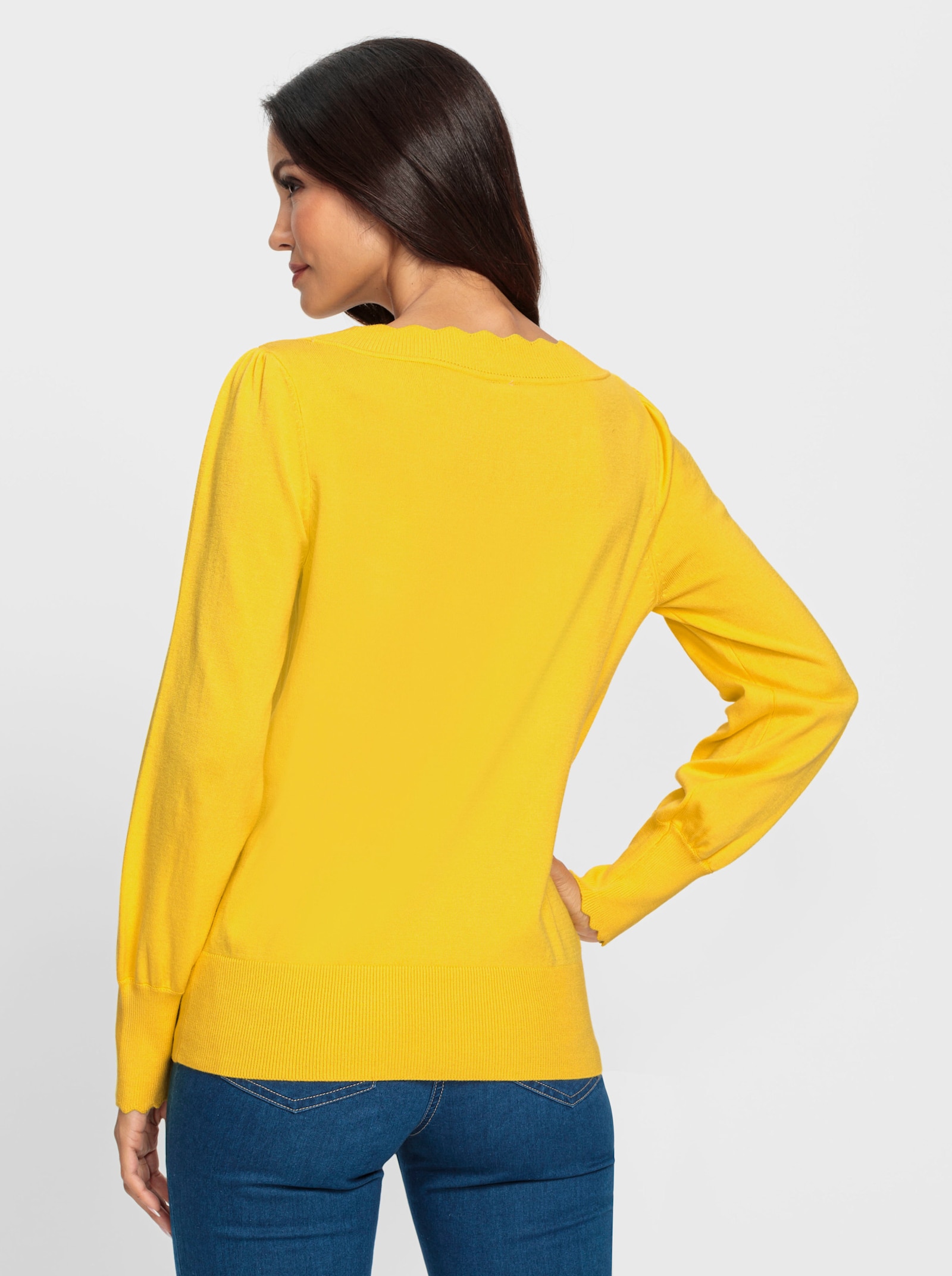 heine Pullover met lange pofmouwen - zonnegeel