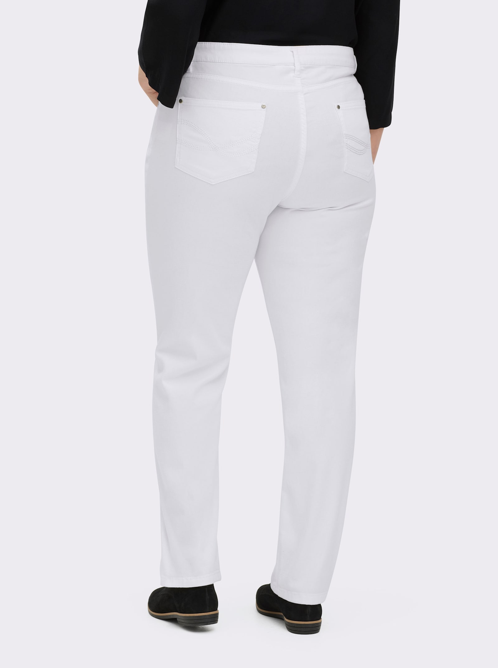 5-Pocket-Jeans mit bestickten Gesäßtaschen - weiß