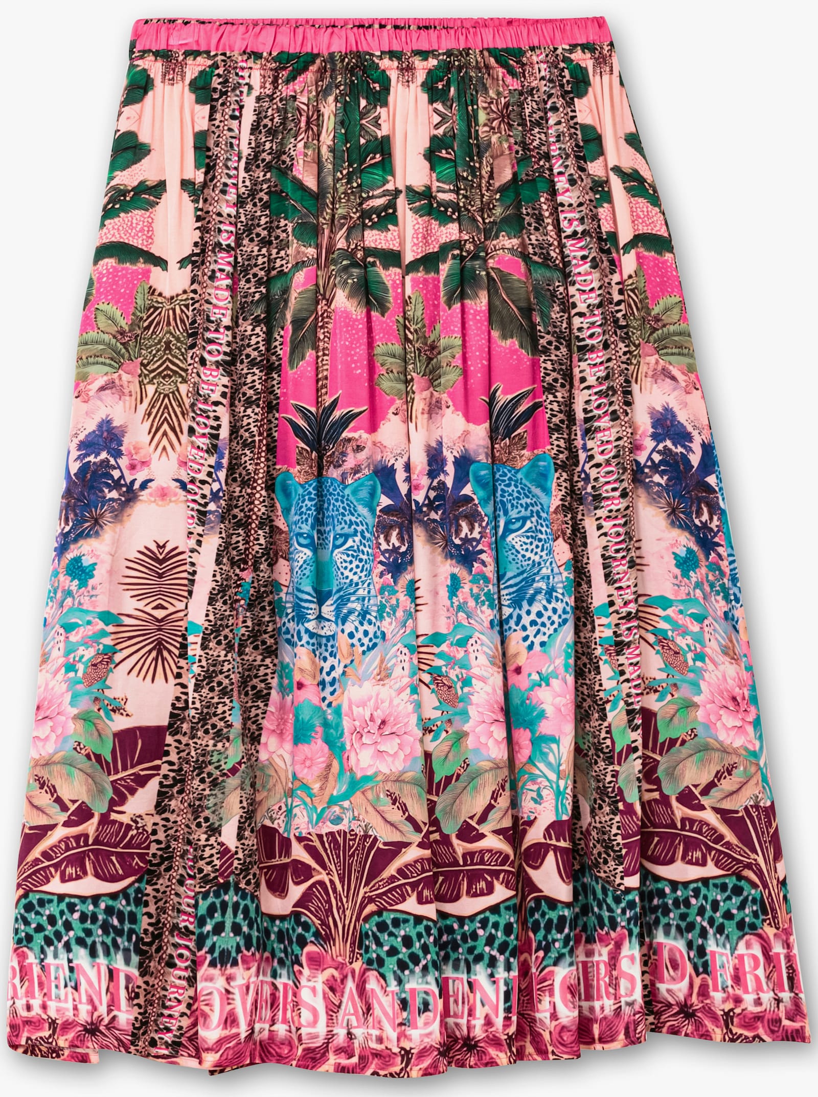 sheego loves miss goodlife Satinrock mit Tropical-Print - pink gemustert