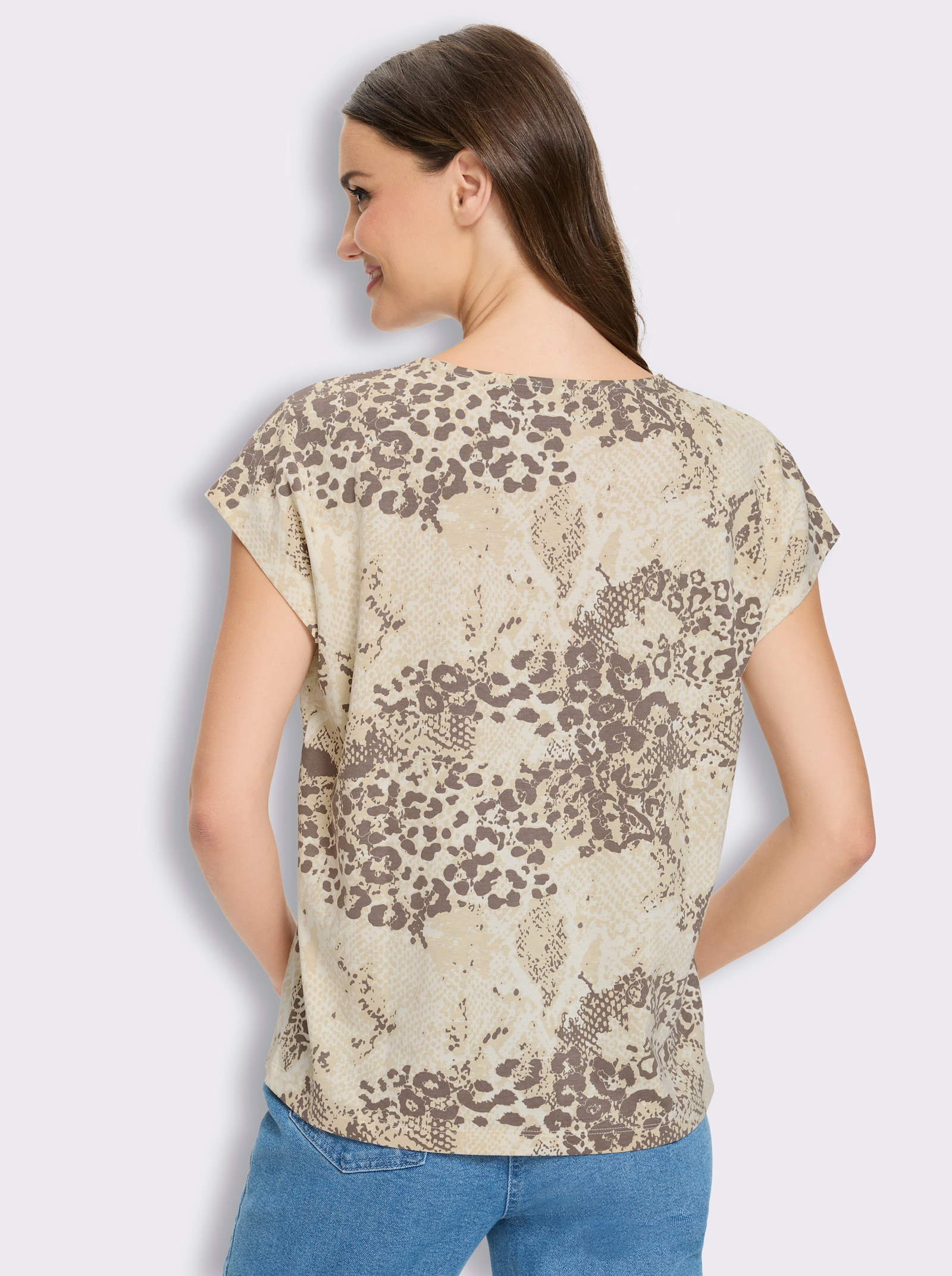 Kurzarmshirt mit Foliendruck - sand-koralle-bedruckt