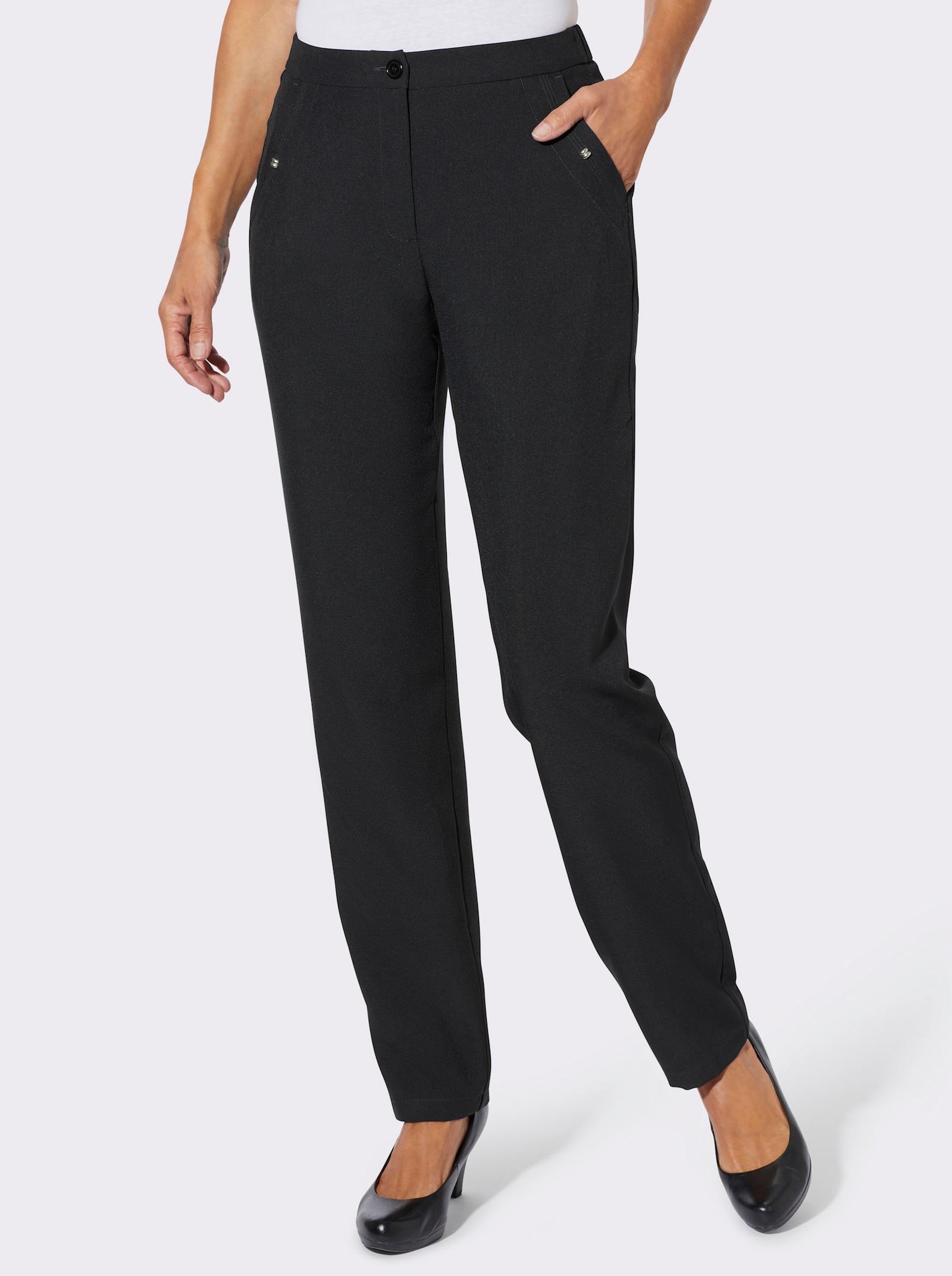 Broek met sierelement op de zakken - zwart