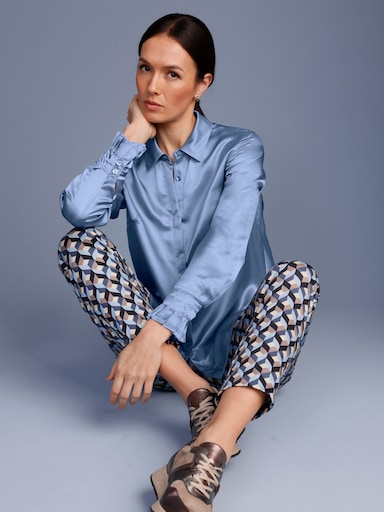 CREATION L PREMIUM Seidenbluse - bleu