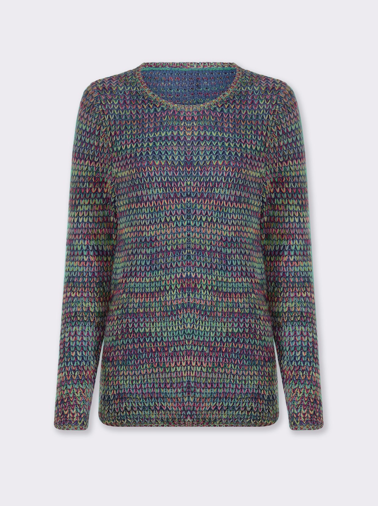 heine Langarm-Pullover - jeansblau-pink-gemustert