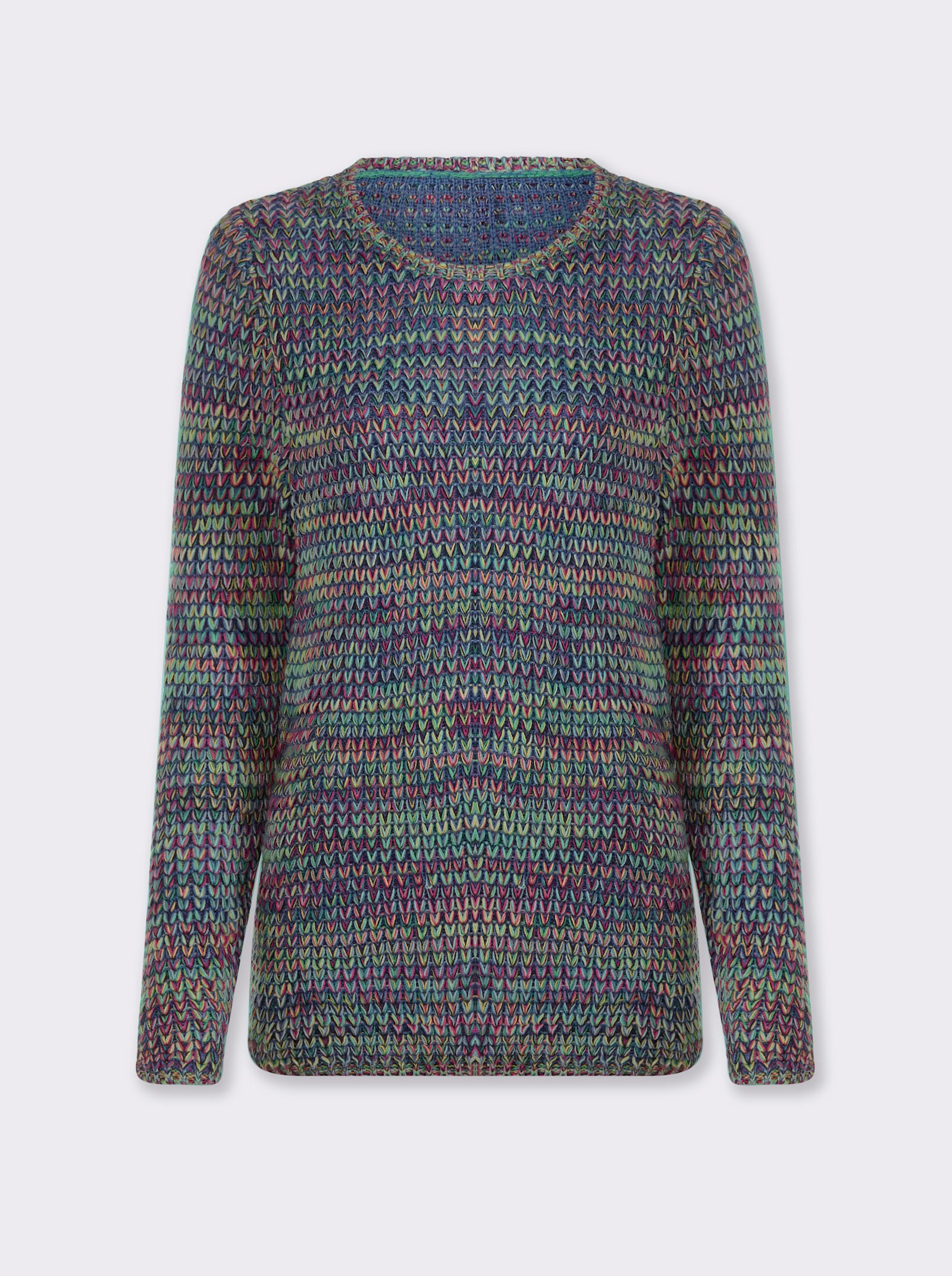 heine Langarm-Pullover aus Multicolour-Garn - jeansblau-pink-gemustert