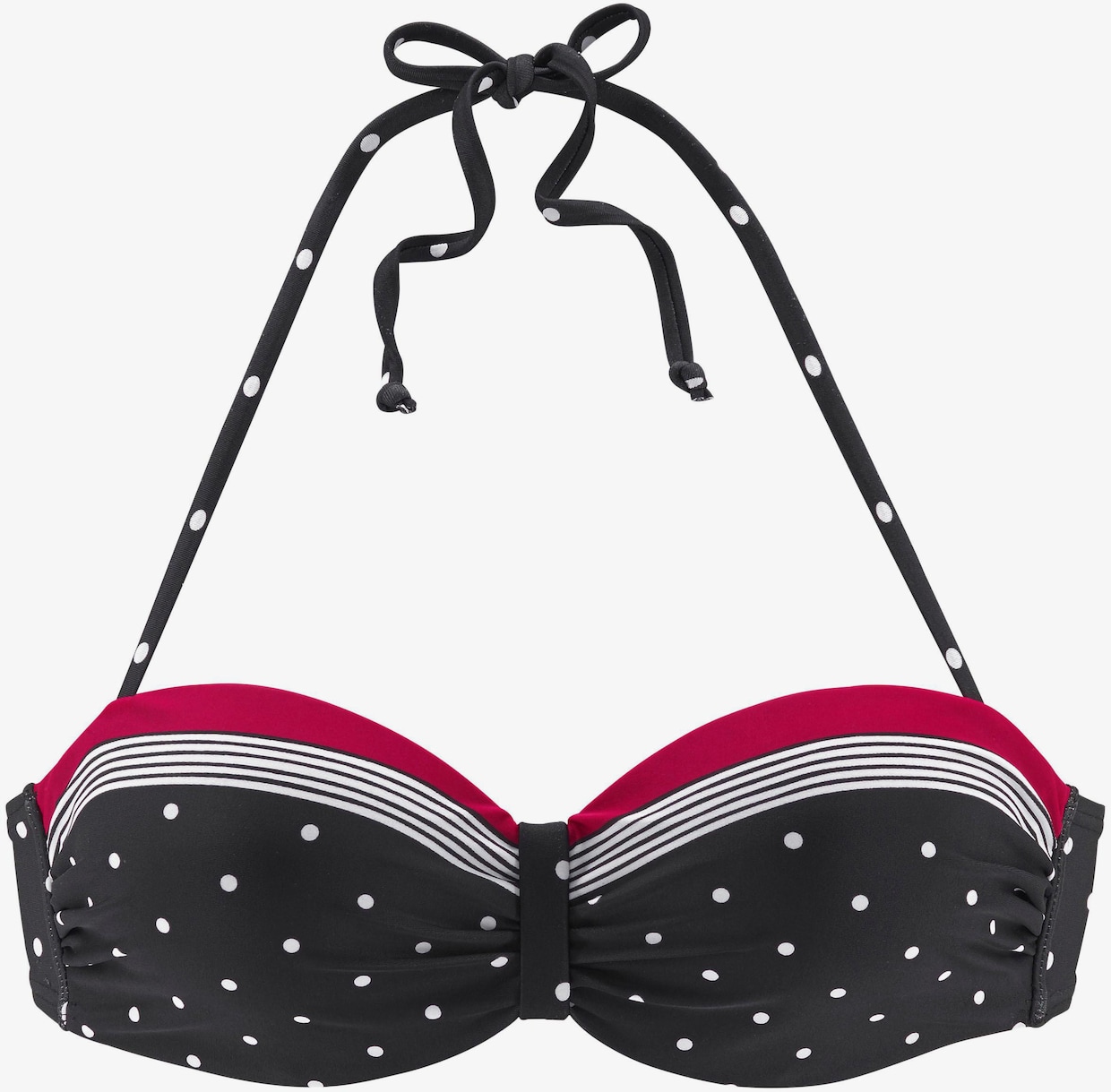 LASCANA Bandeau-Bikini-Top - schwarz-rot