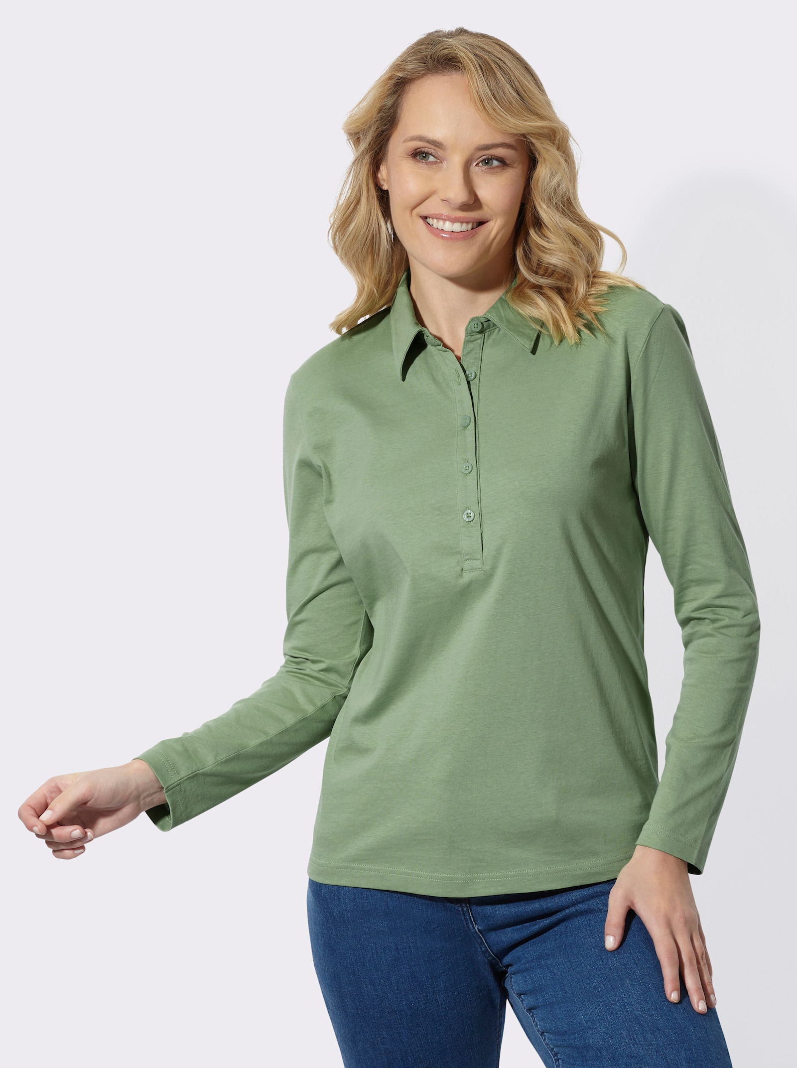 Poloshirt aus reiner Baumwolle - eucalyptus