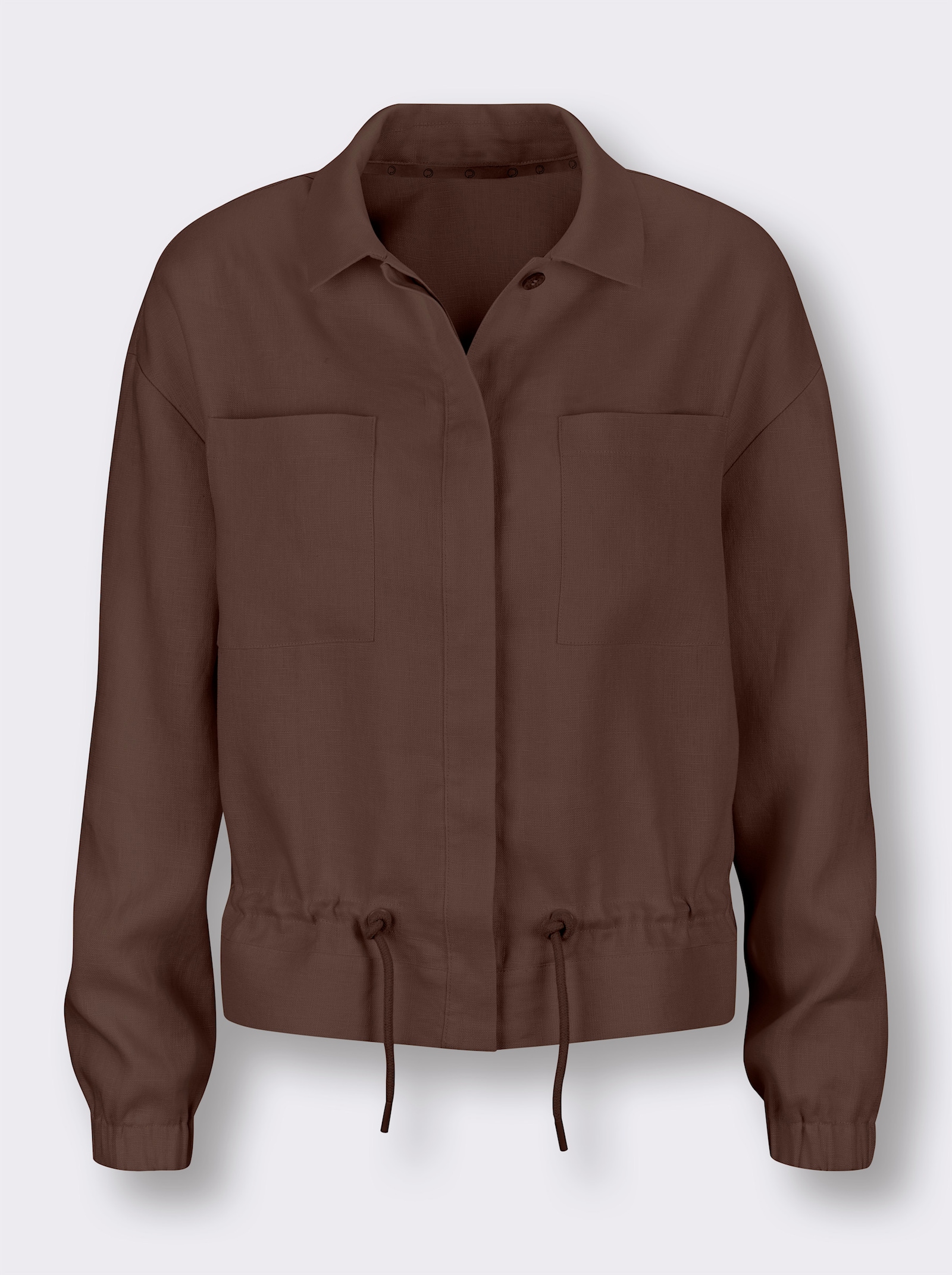 CREATION L PREMIUM Blusenjacke mit Leinen - schoko-meliert