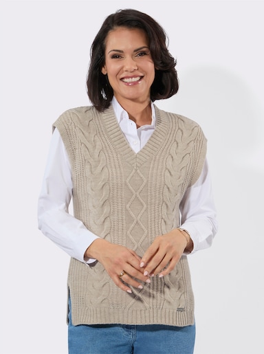 Pullunder mit großzügigem V-Ausschnitt - sand-meliert