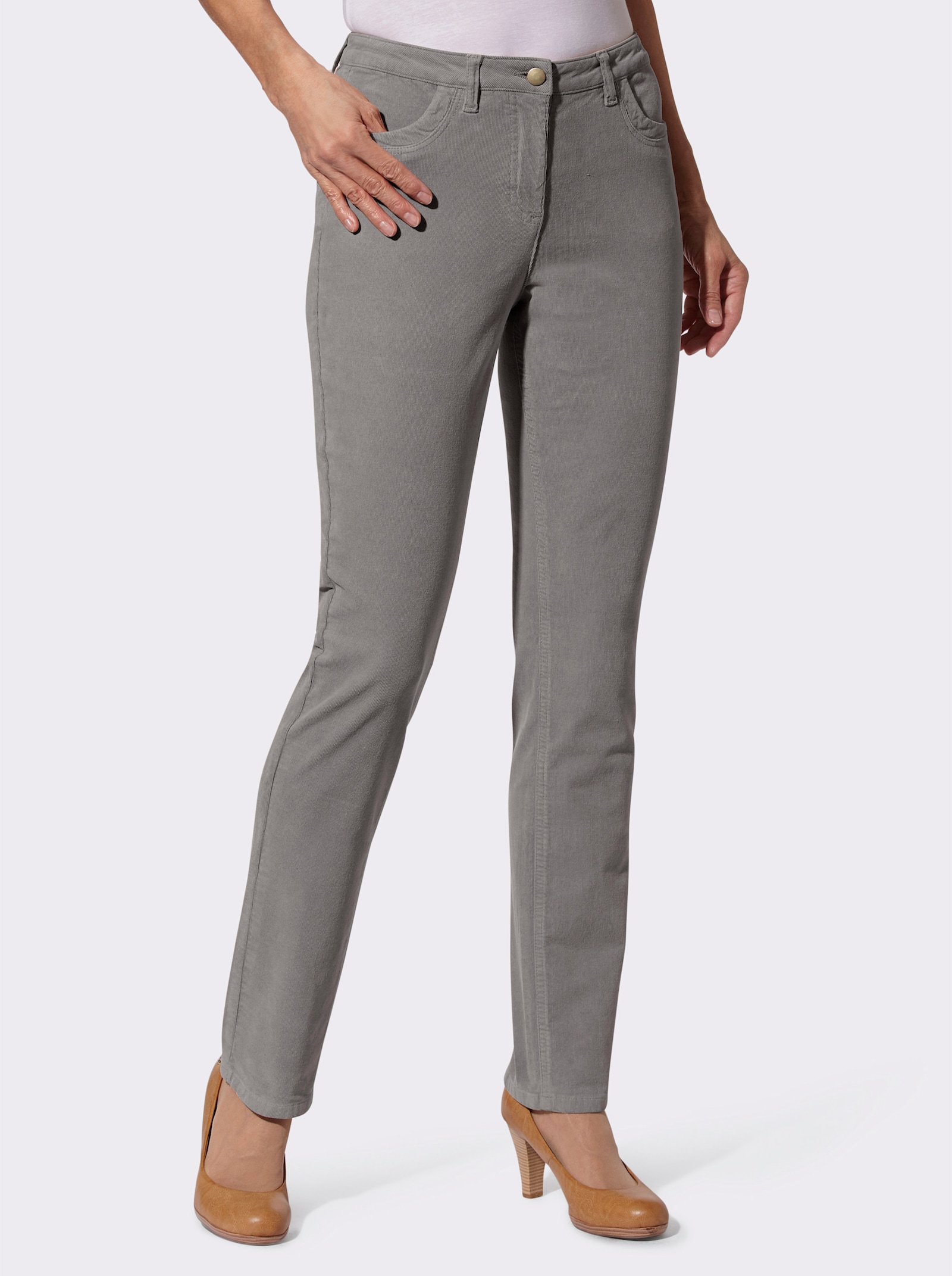 Cordhose in Stretch-Qualität - grau