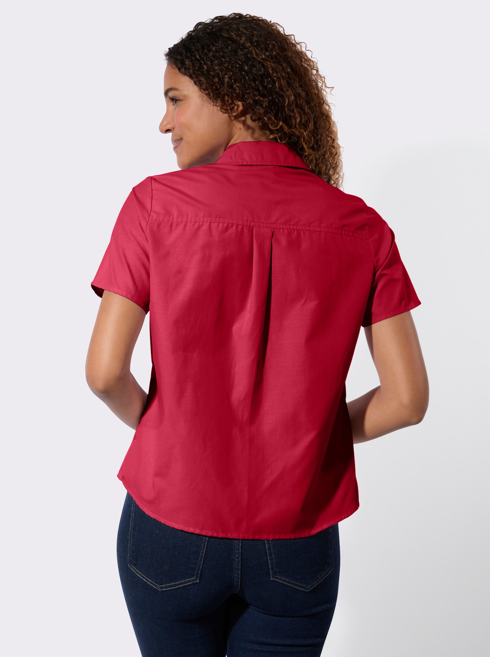 Kurzarmbluse mit weitegebender Kellerfalte - rot