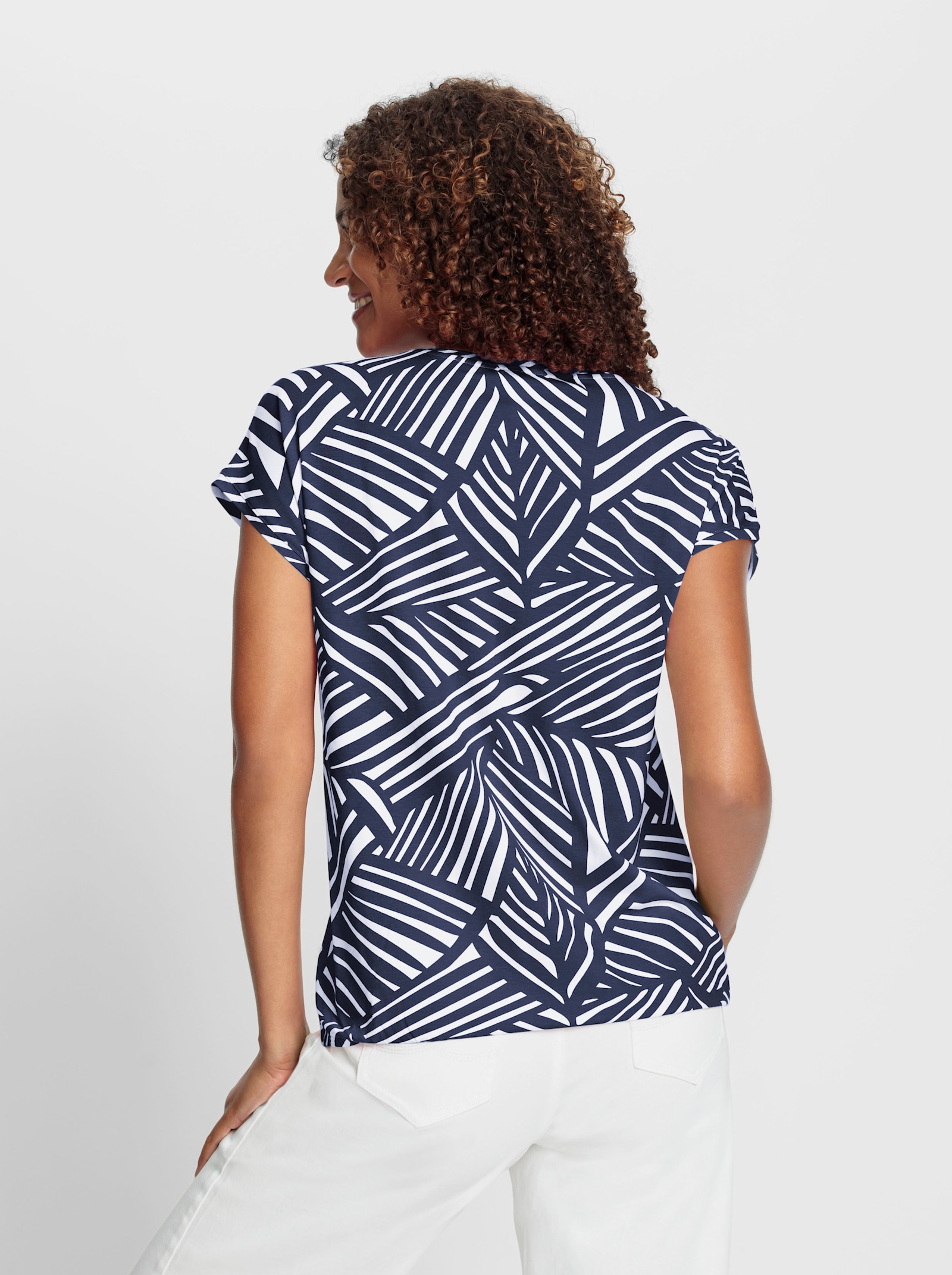 Shirt im zweifarbigen Dessin, pflegeleicht - marine-weiß-bedruckt