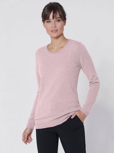 Kaschmirpullover mit Rollkanten - rosé-meliert