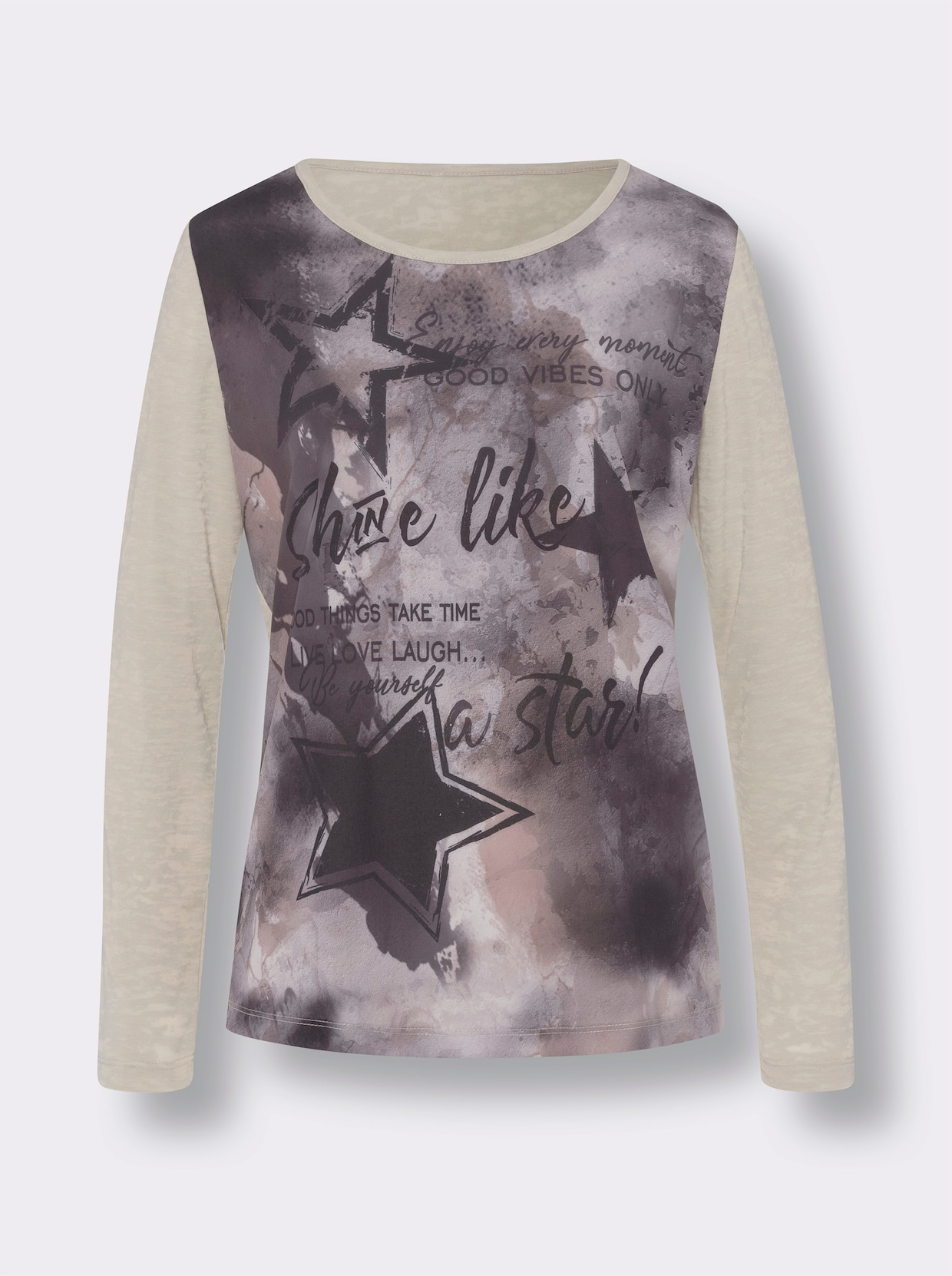 heine T-shirt à manches longues - sable imprimé