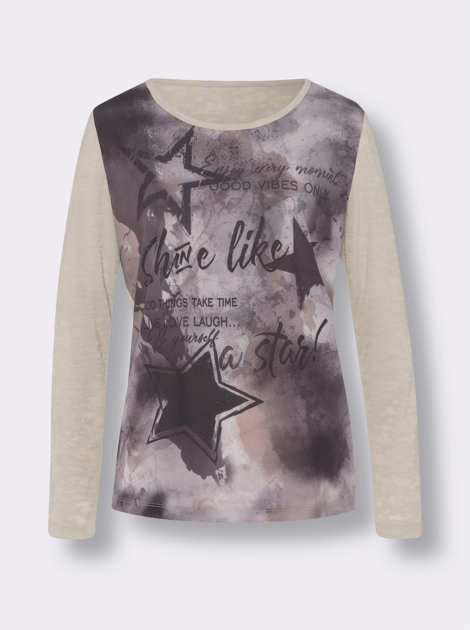 heine Langarmshirt im Muster-Mix - sand-bedruckt