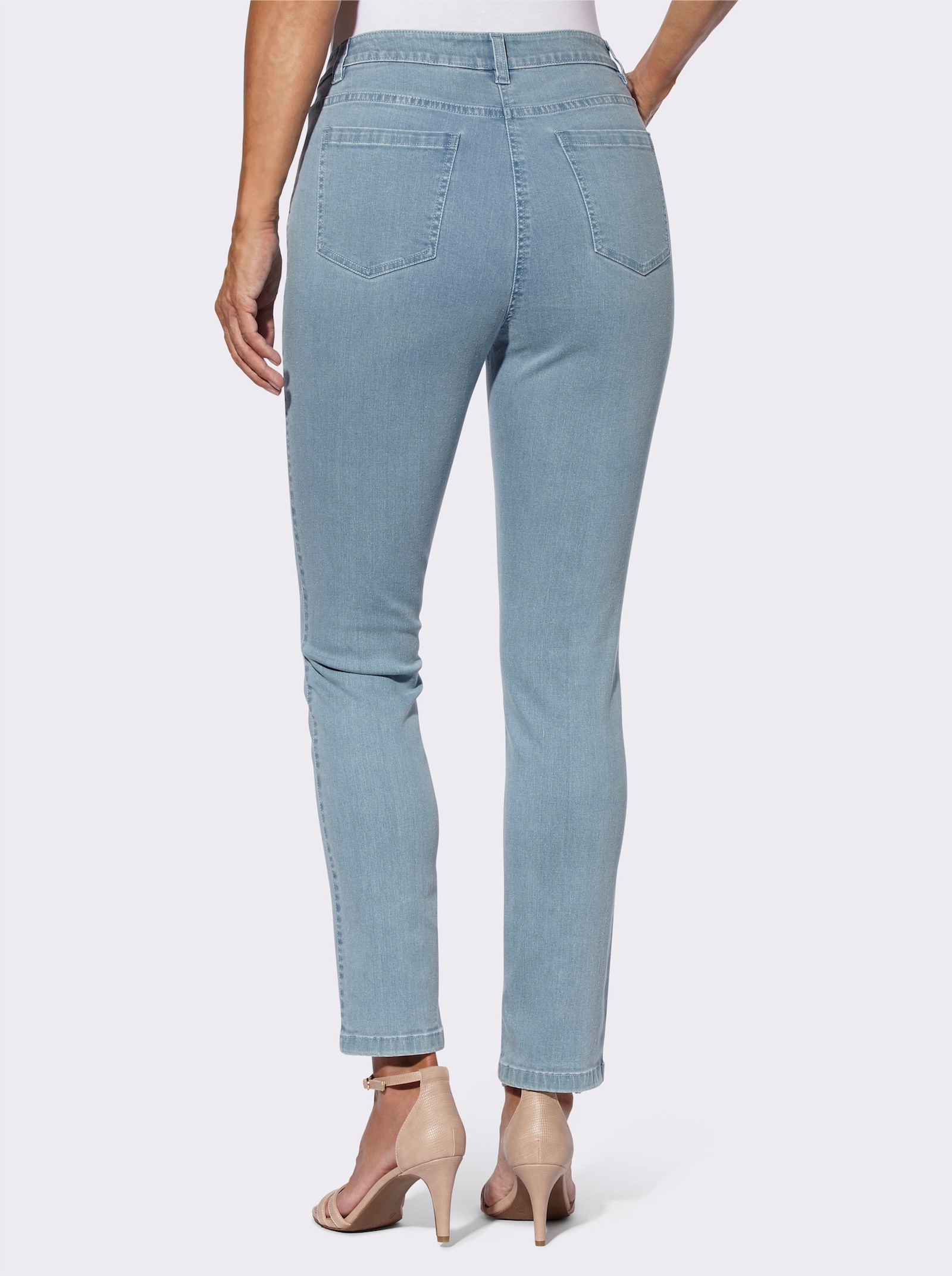 5-pocketjeans met goudkleurige knopen - blue-bleached