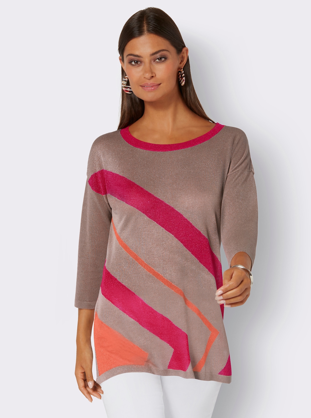 Pullover - sesam-pink-gemustert