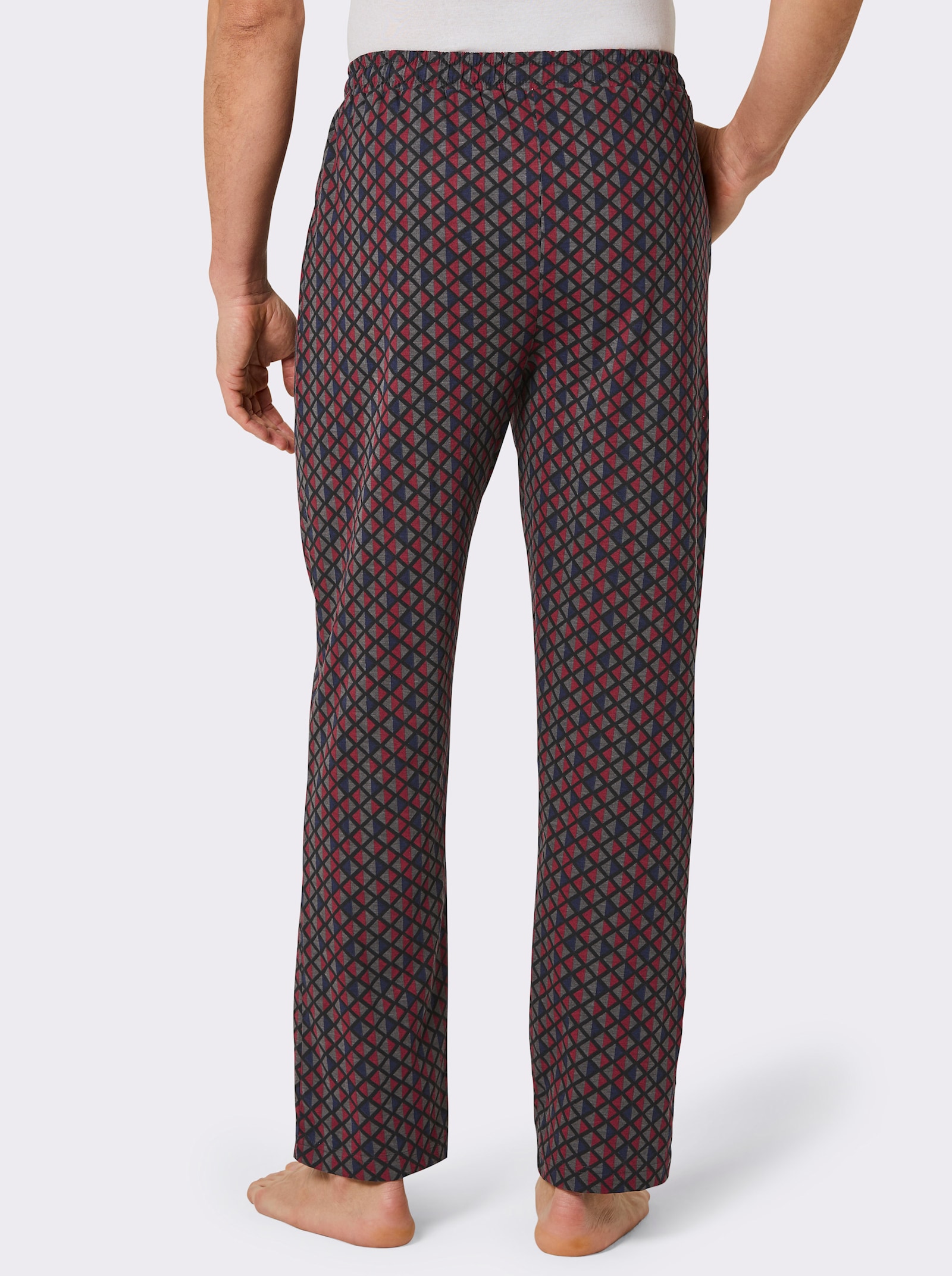wäschepur men Hose lang - schwarz-dunkelrot-bedruckt