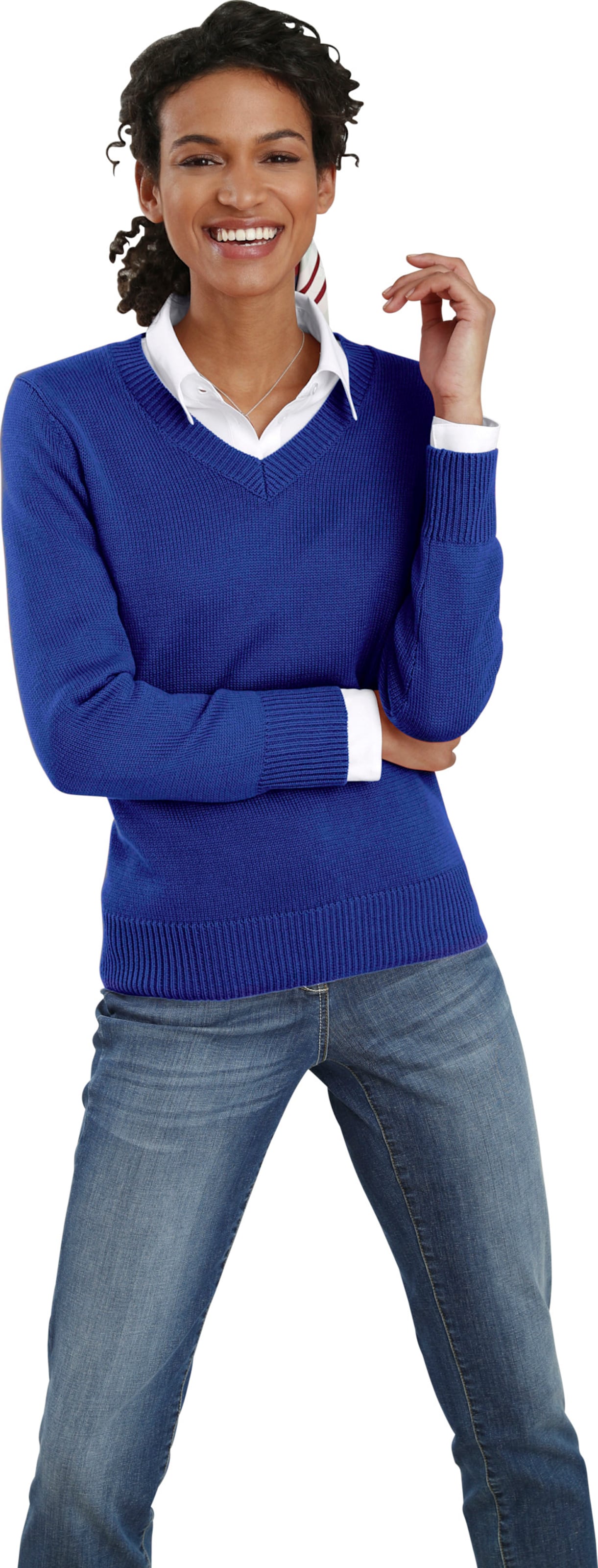 Sheego Damen Royalblau V-Ausschnitt-Pullover - Bild 2