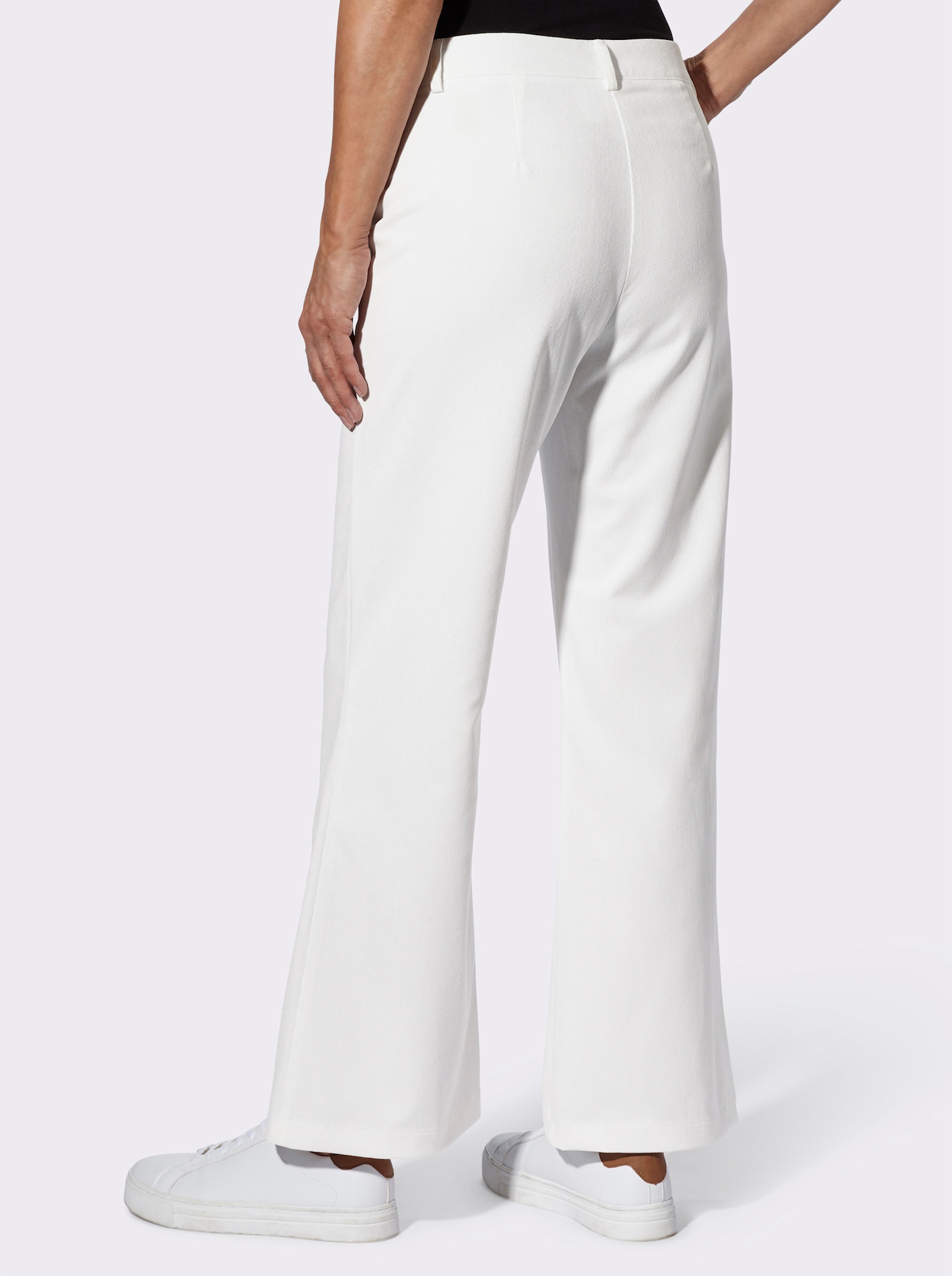 Kordové kalhoty s rozšířeným střihem - ecru