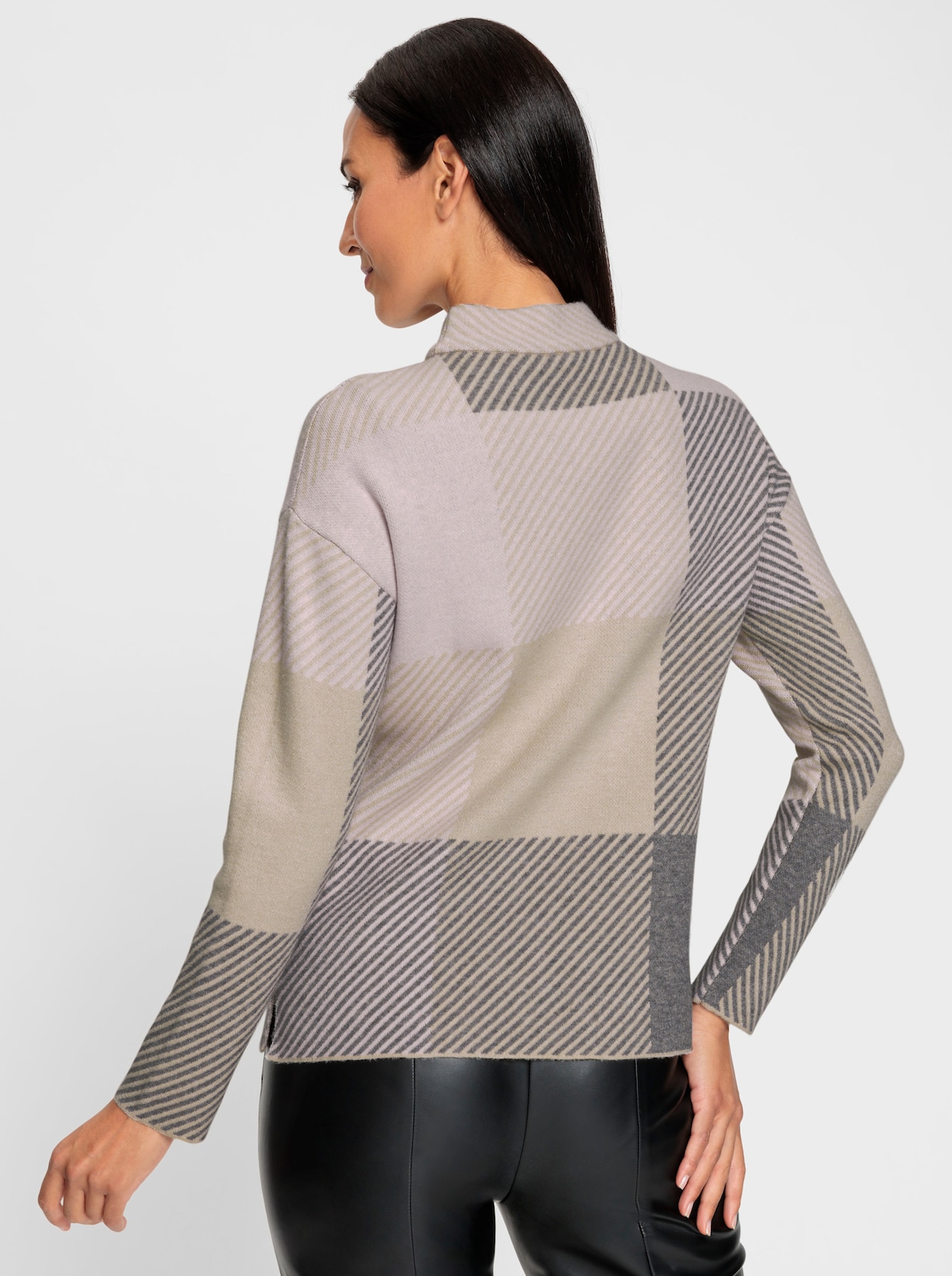 heine Pullover van jacquard - lichtroze/steengrijs gedessineerd