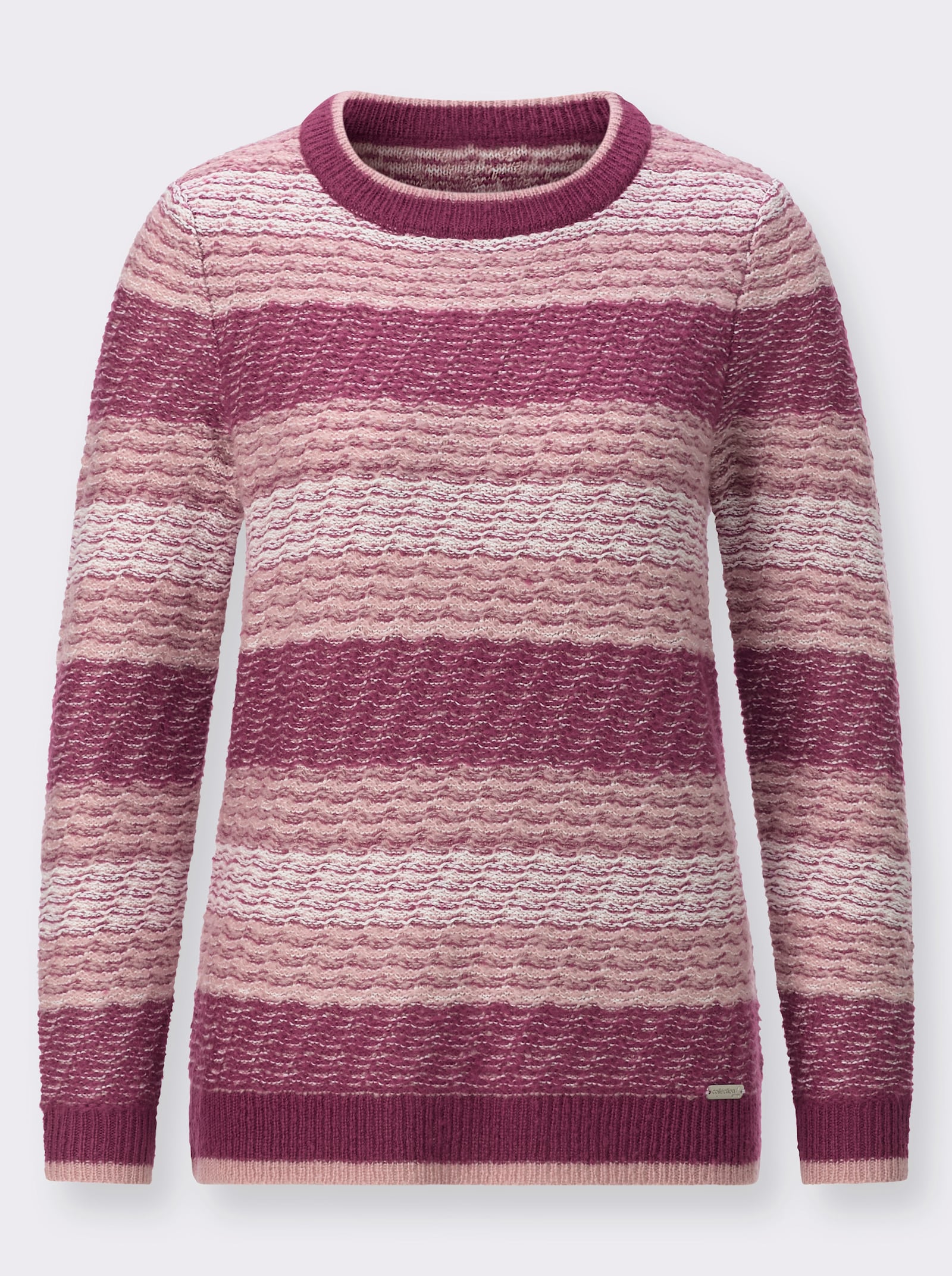 Streifenpullover mit Rundhalsausschnitt - malve-hortensie-gemustert