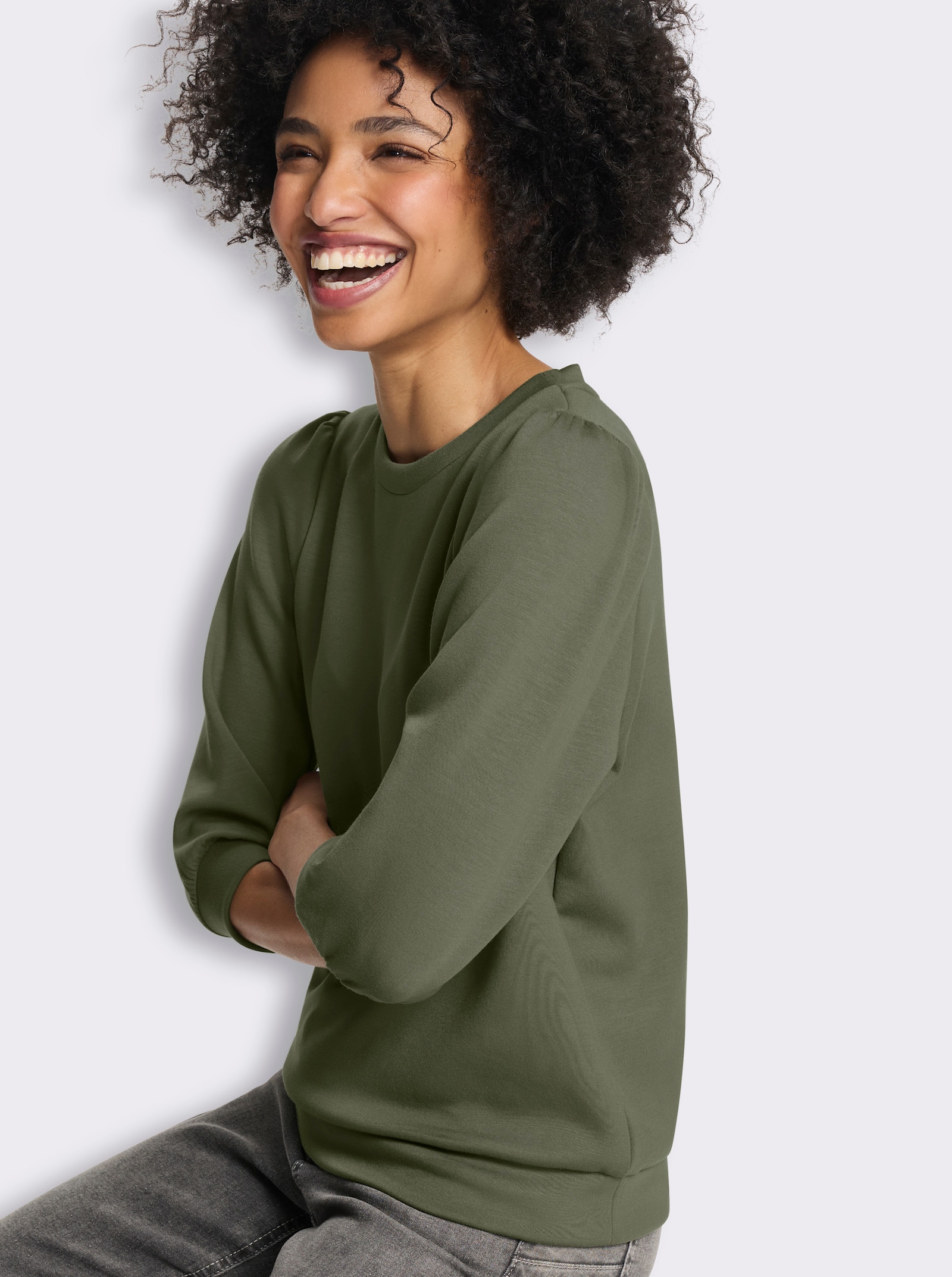 heine Sweatshirt mit 3/4-Arm - khaki