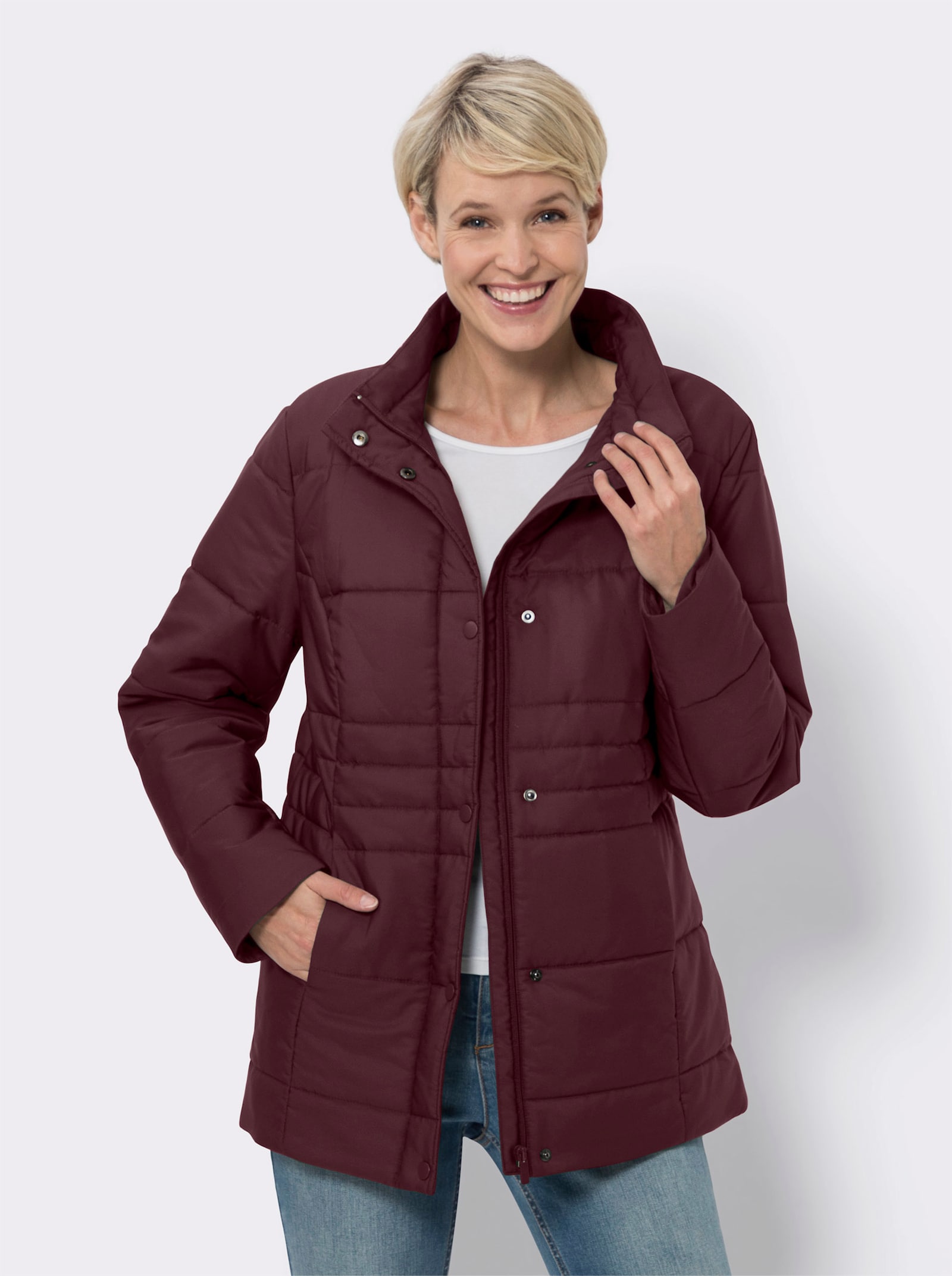Steppjacke mit Stehkragen - burgund
