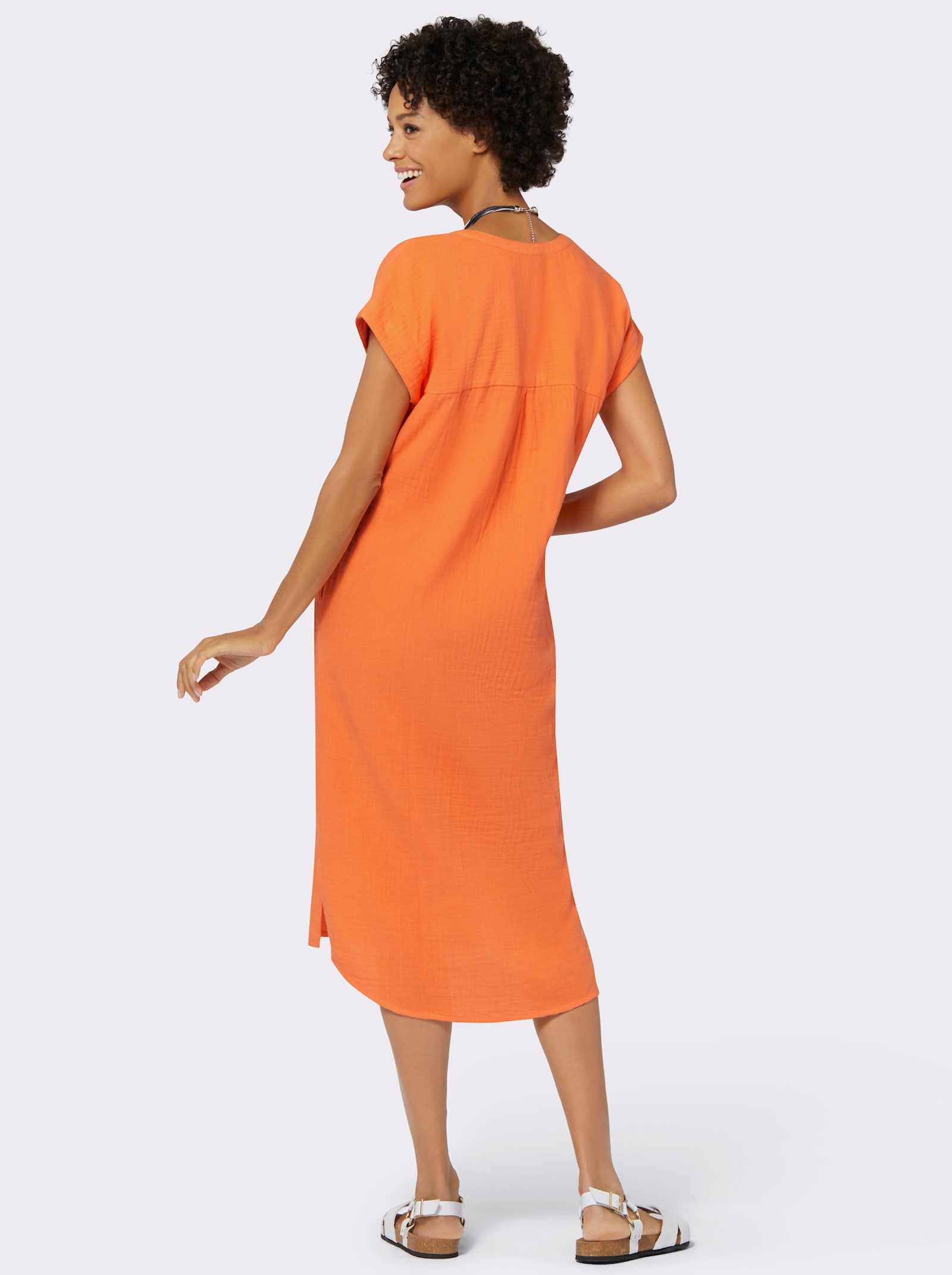 Sommarklänning i muslinmaterial - orange