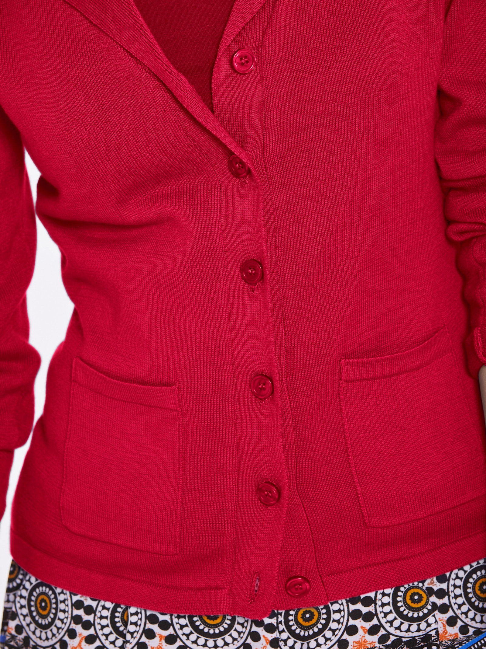 heine Feinstrickjacke mit Reverskragen - rot