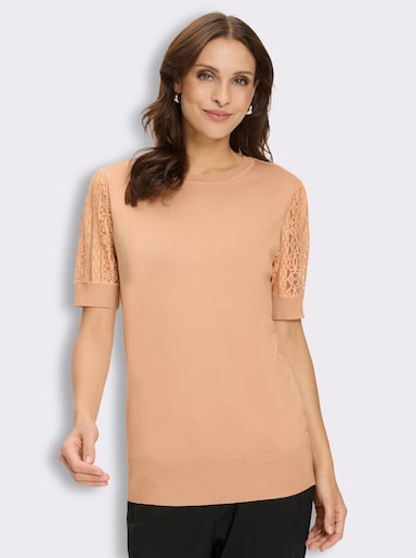Kurzarmpullover mit Puffärmeln - apricot