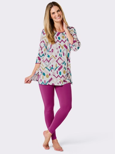 wäschepur Schlafanzug - ecru-magenta-bedruckt