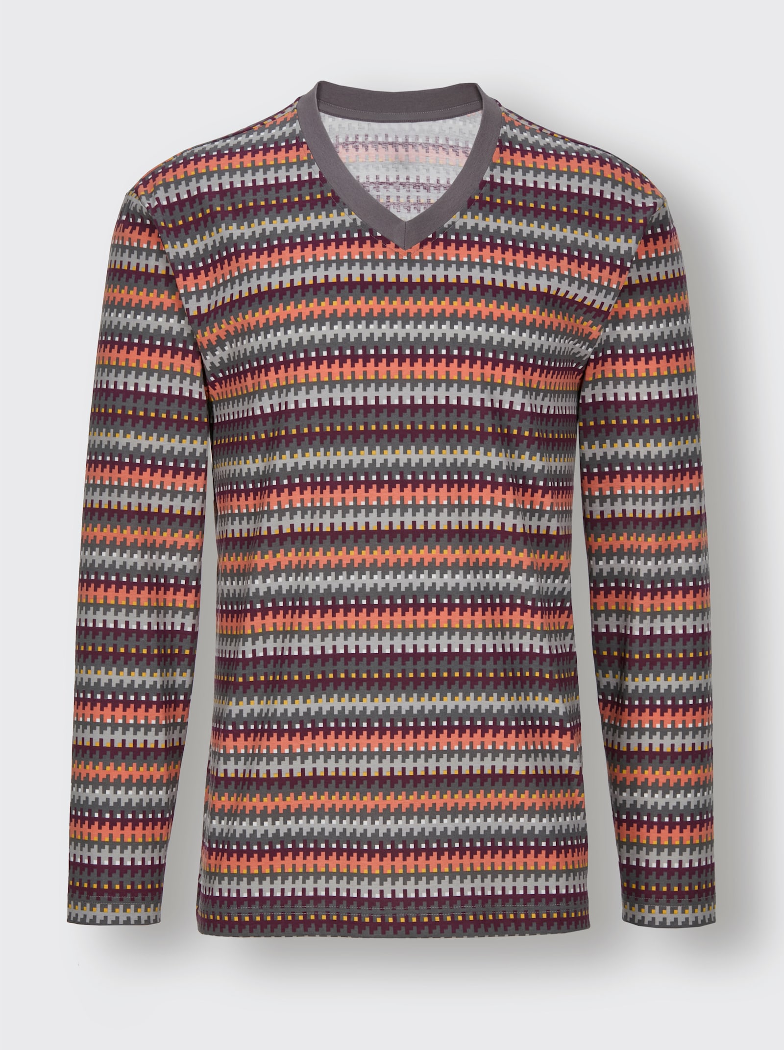 wäschepur men Schlafanzug - anthrazit-burgund-bedruckt