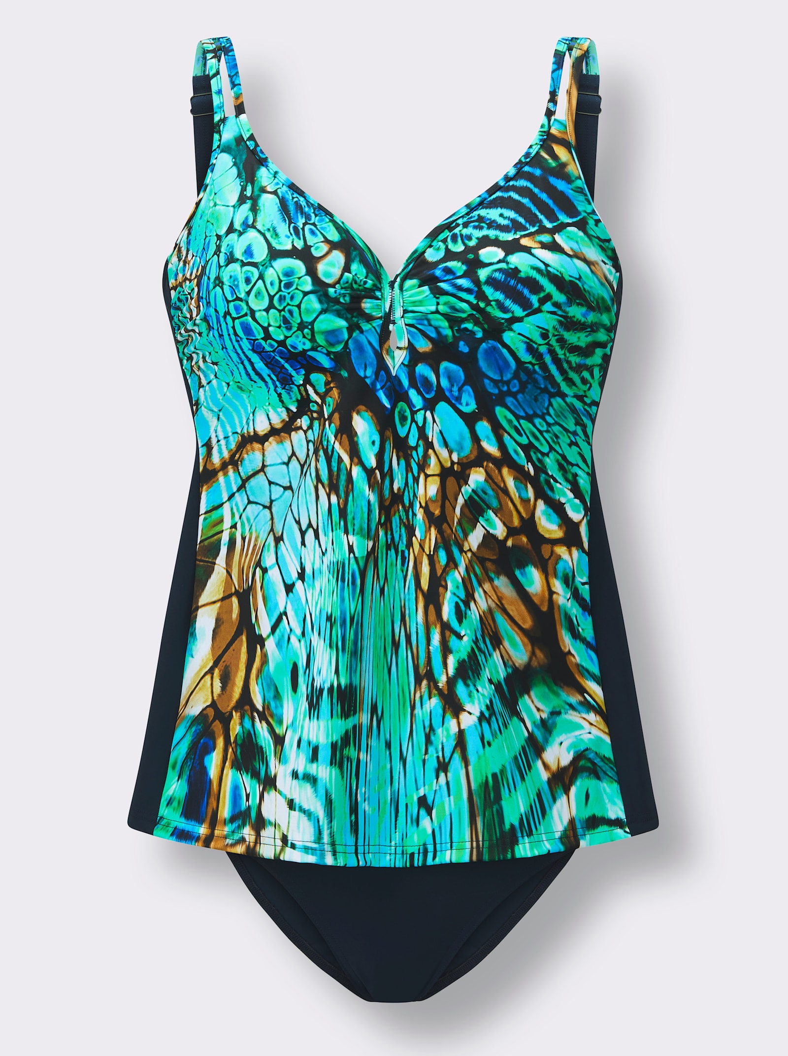 Tankini met softcups - smaragdgroen/turquoise bedrukt