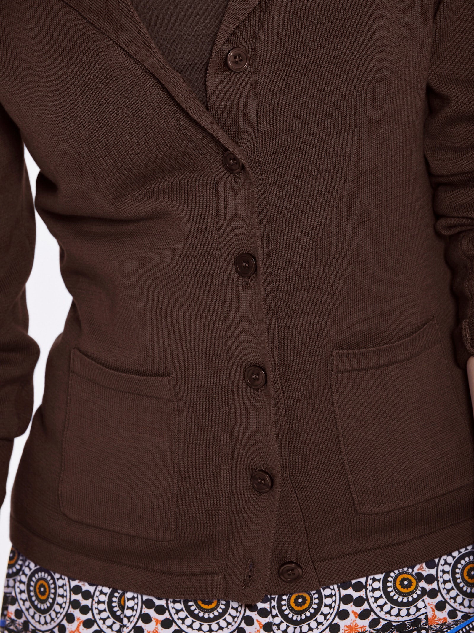 heine Feinstrickjacke mit Reverskragen - schokobraun