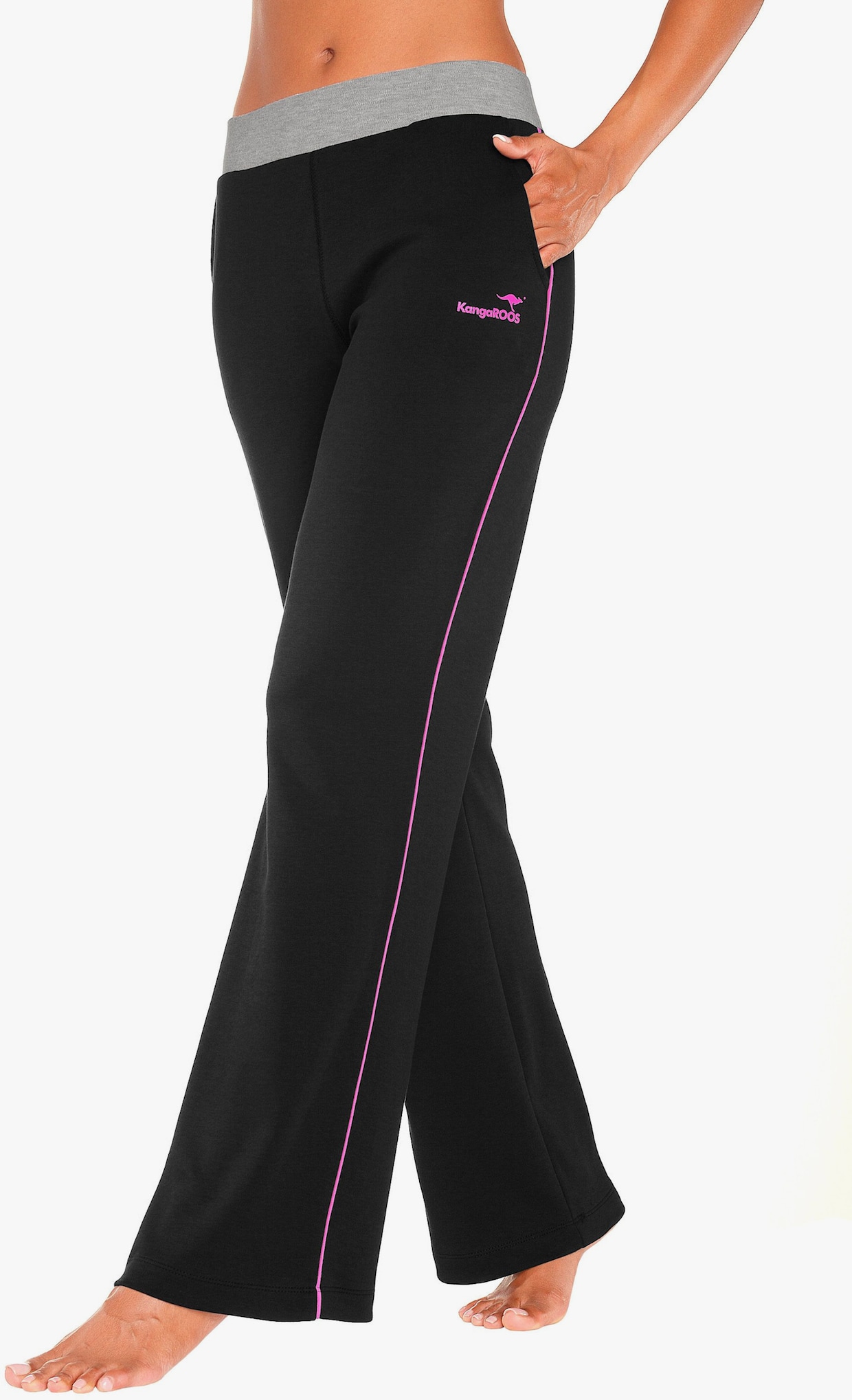KangaROOS Relaxhose - schwarz-pink-pink