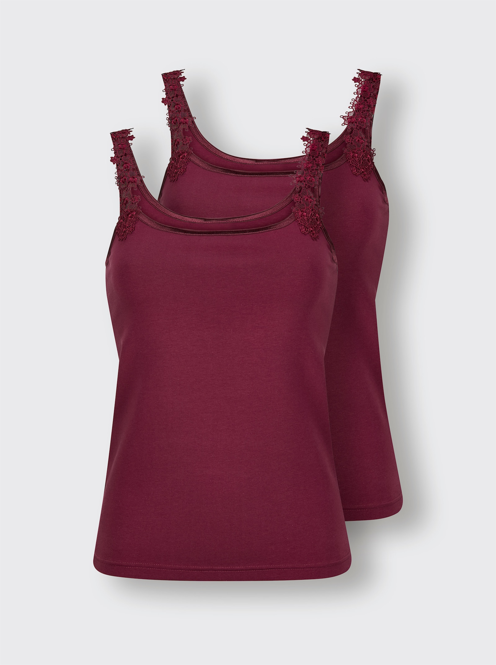 wäschepur Trägerhemd mit Spitze an den Trägern - bordeaux